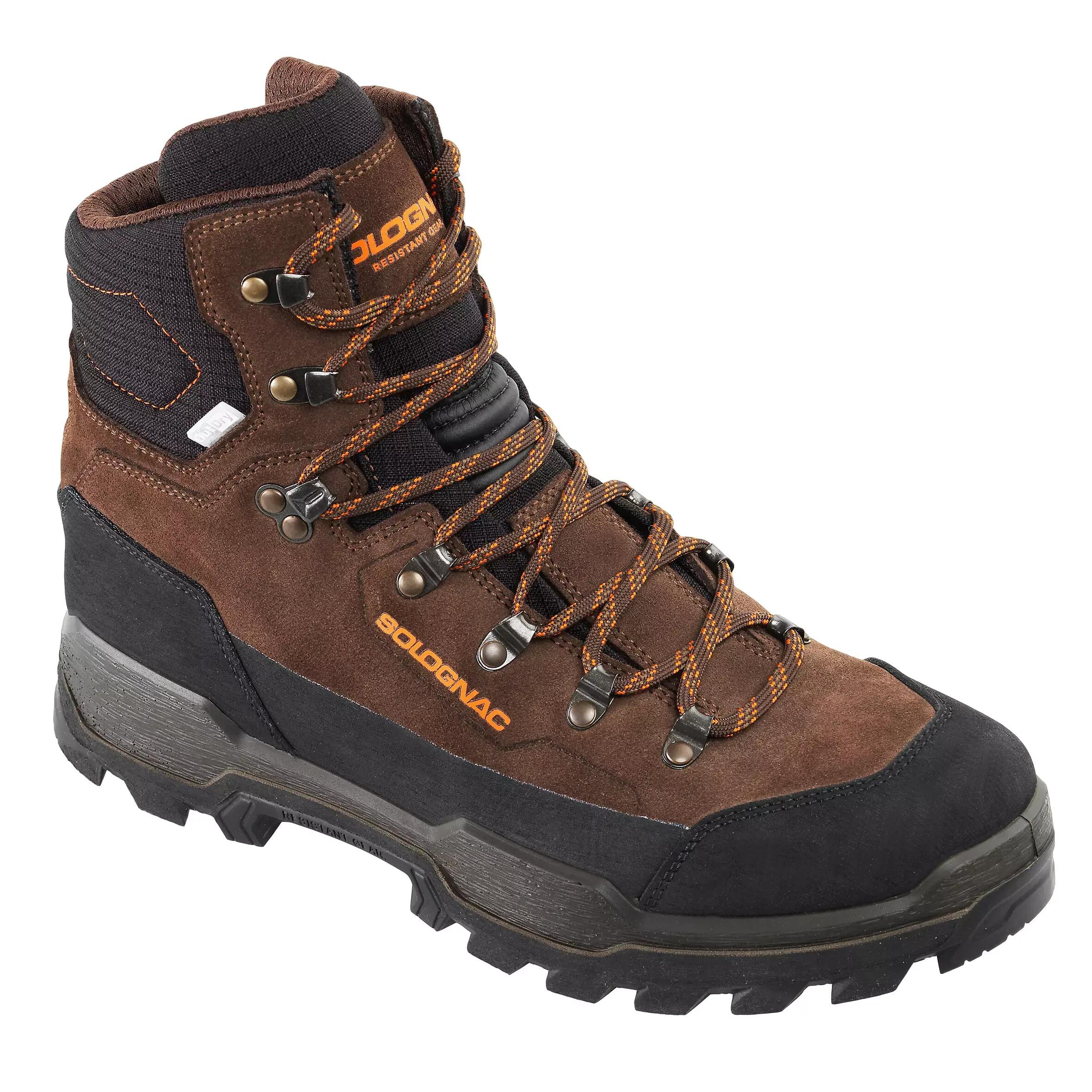 WATERPROOF ROBUST HUNTING BOOTS CROSSHUNT 500 - BROWN