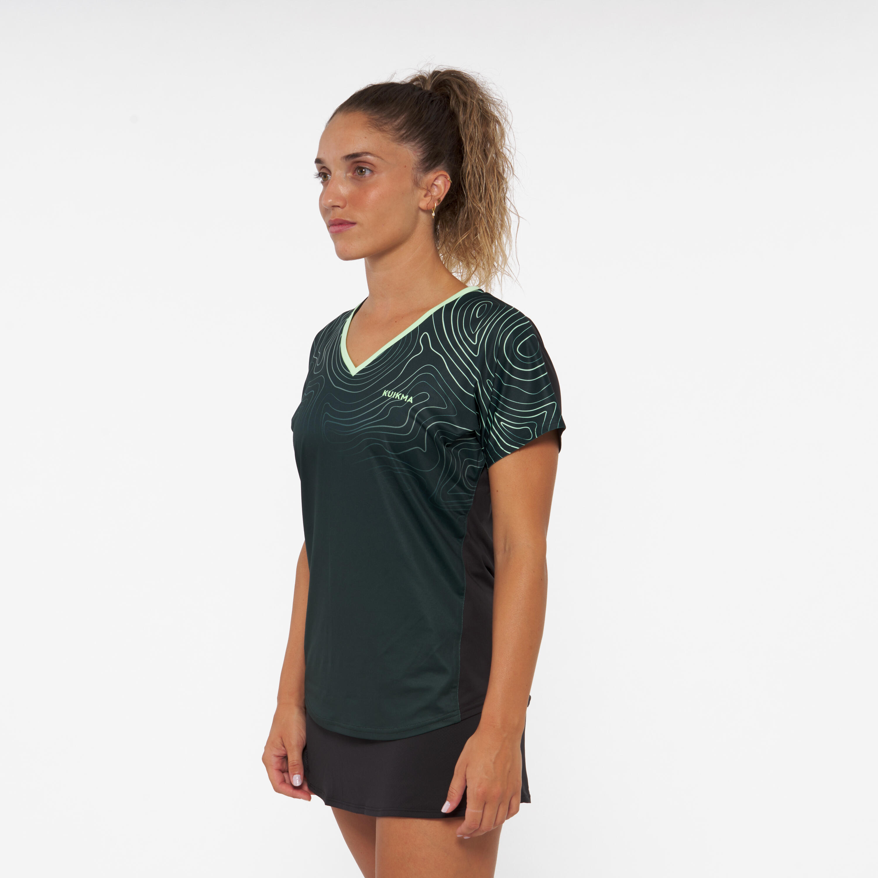 Women's Breathable Short-Sleeved Padel T-Shirt 500 - Green