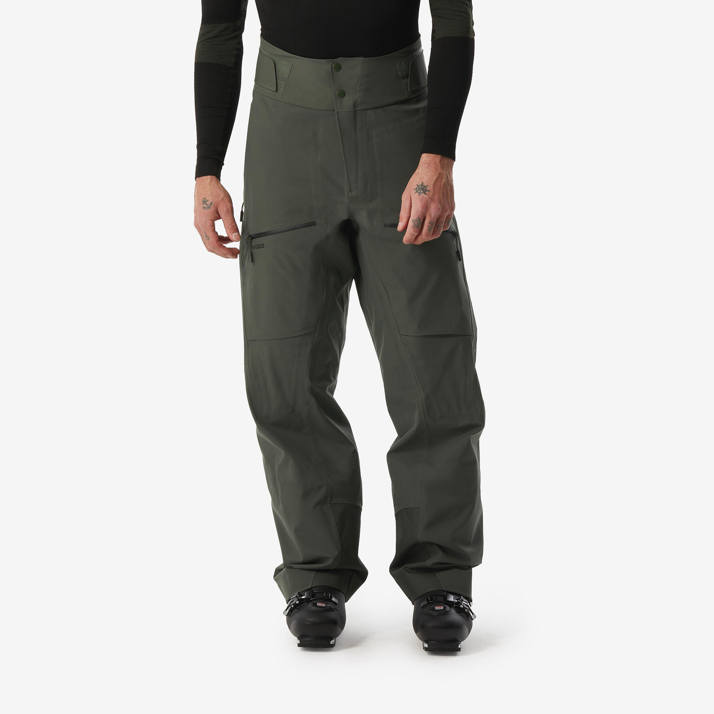 Men’s warm and waterproof ski trousers FR500 - Khaki