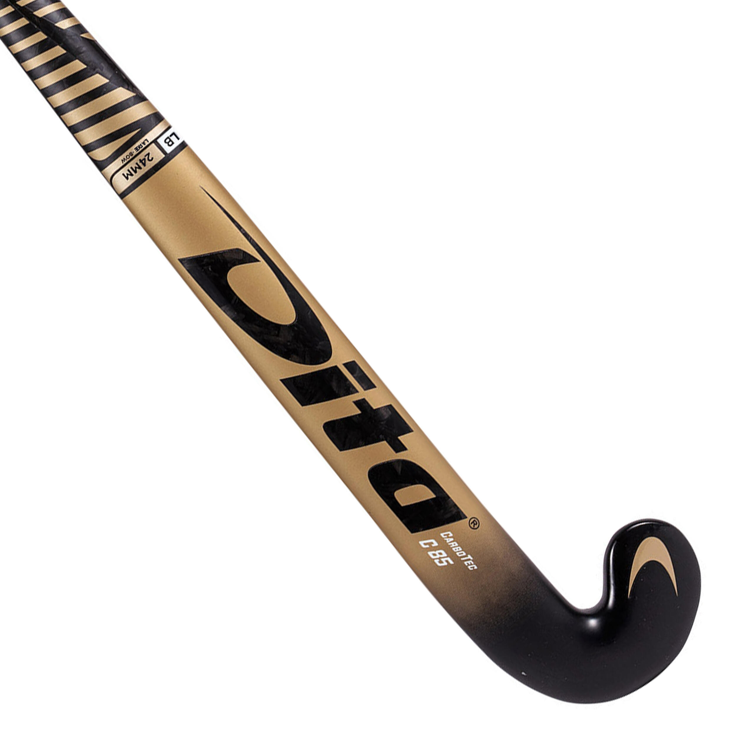 Adult Advanced 85 % Carbon Low Bow Field Hockey Stick CarboTec C85 - Gold/Black