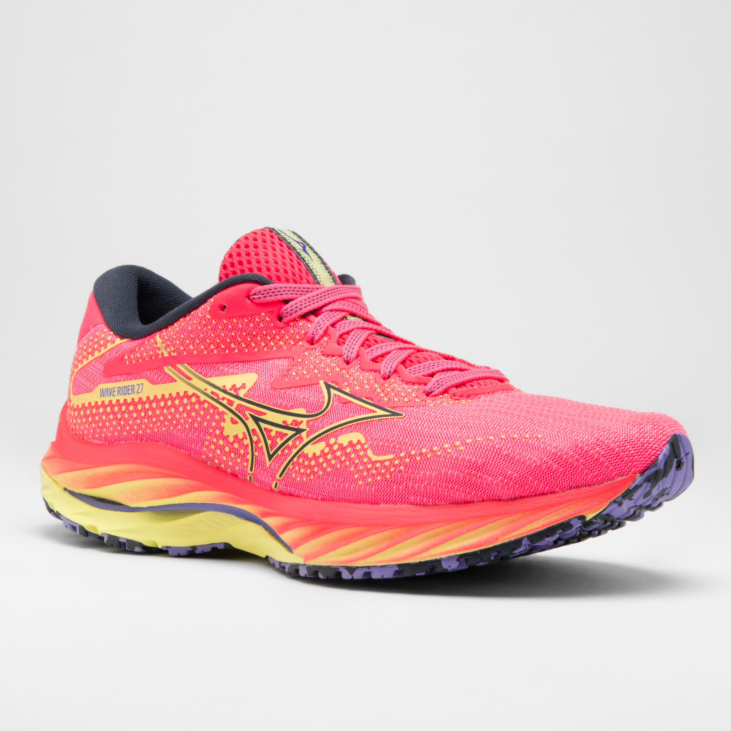 Women's Mizuno Wave Rider 27 Running Shoes - pink / umber blue / luminous