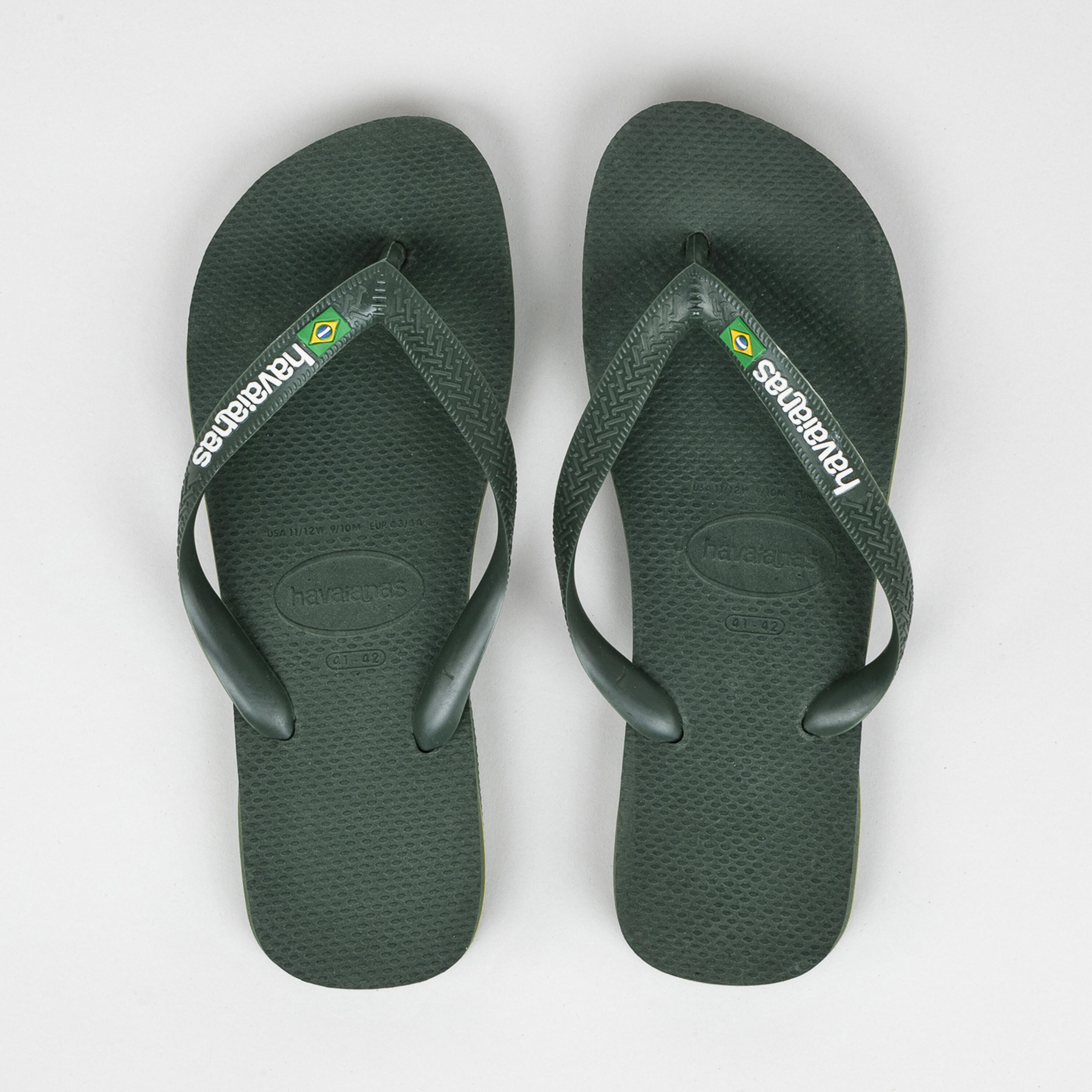 Men's flip-flops - Brazil logo olive green