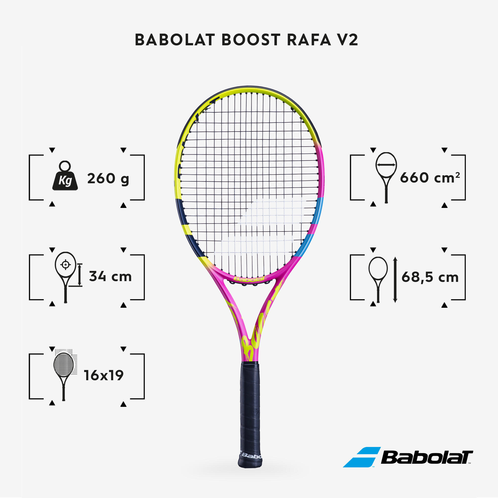 Adult Tennis Racket Boost Rafa - Pink/Yellow