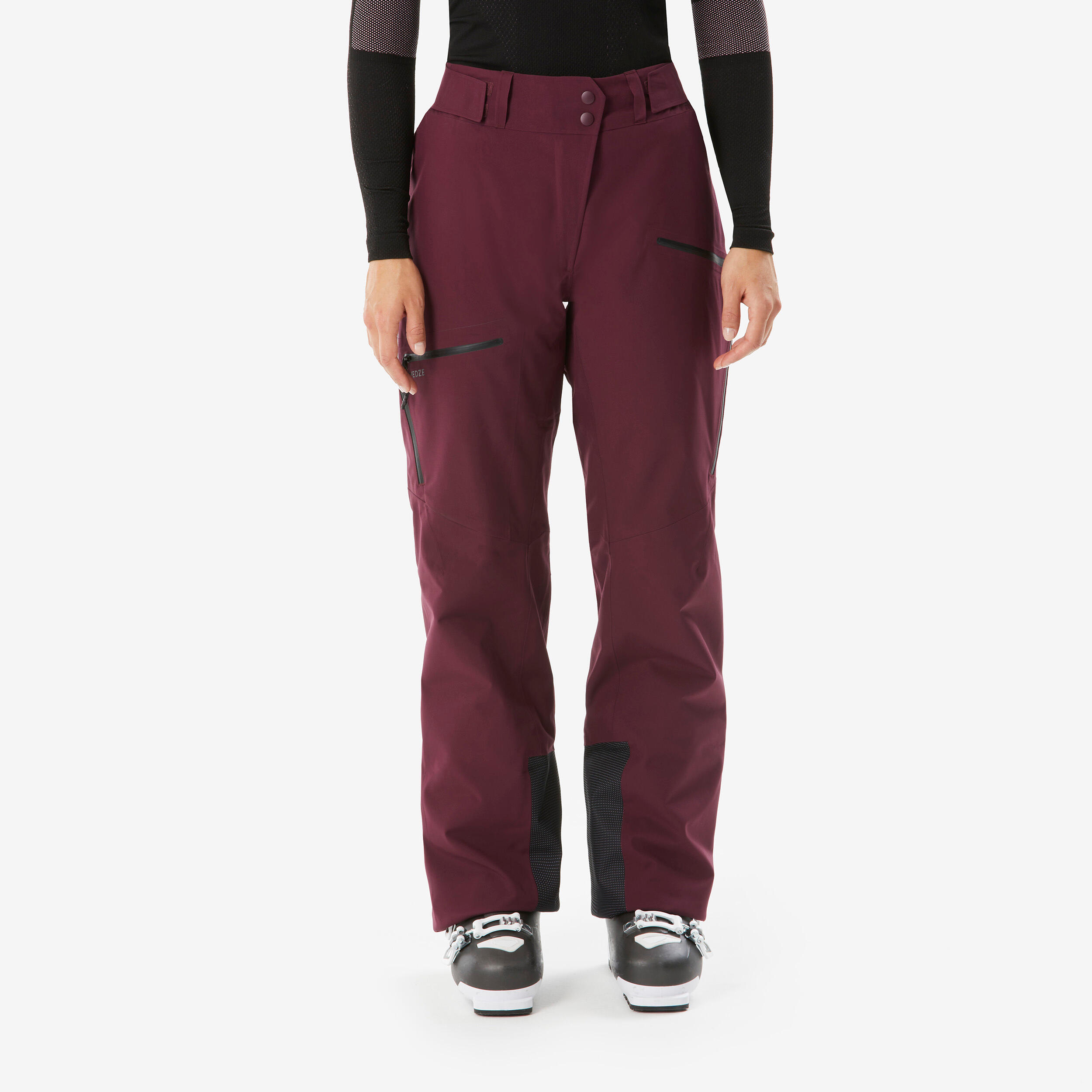 Women's Warm and Breathable Ski Trousers 500-Burgundy