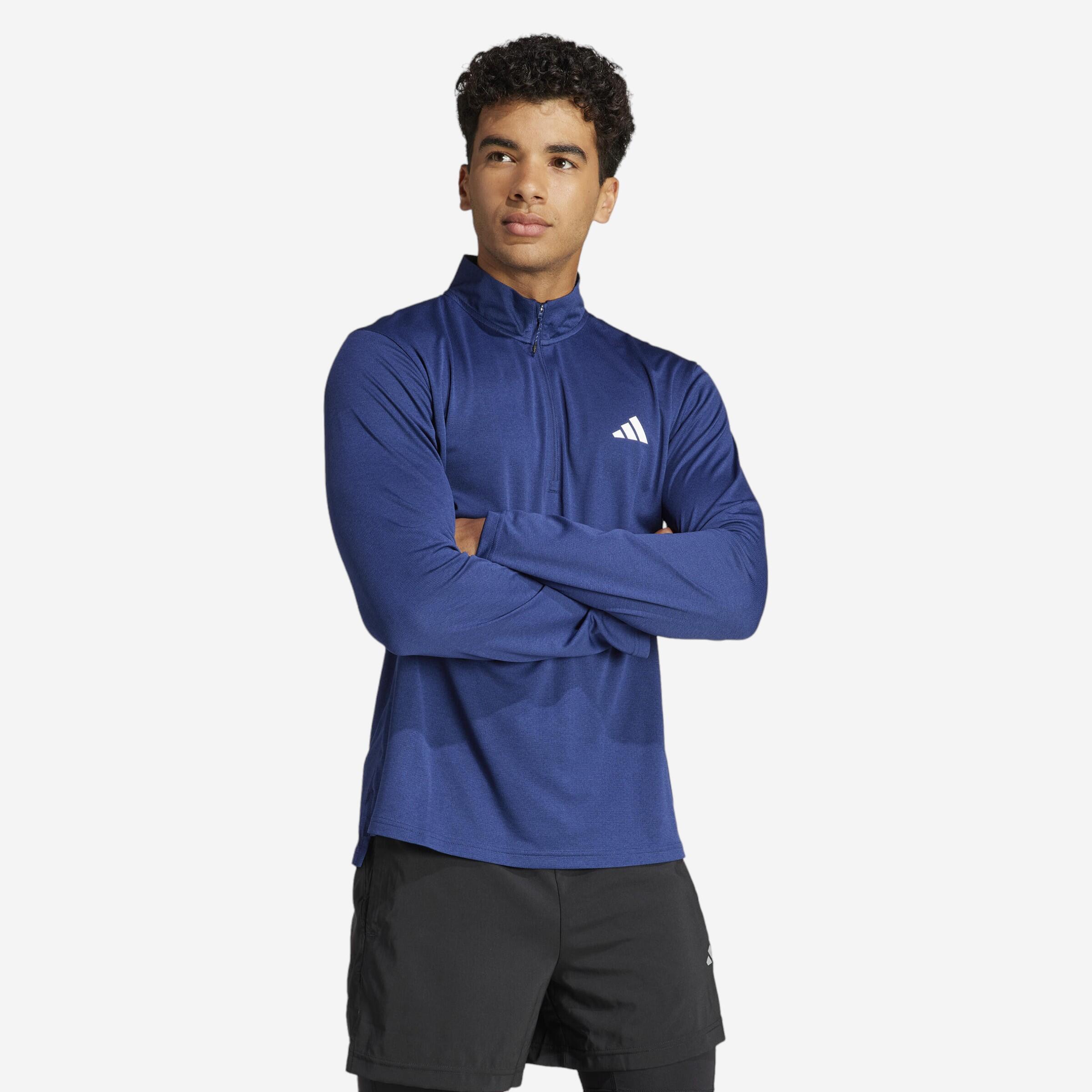 Mens Cardio Fitness Sweatshirt with Zip-Up Collar - Blue