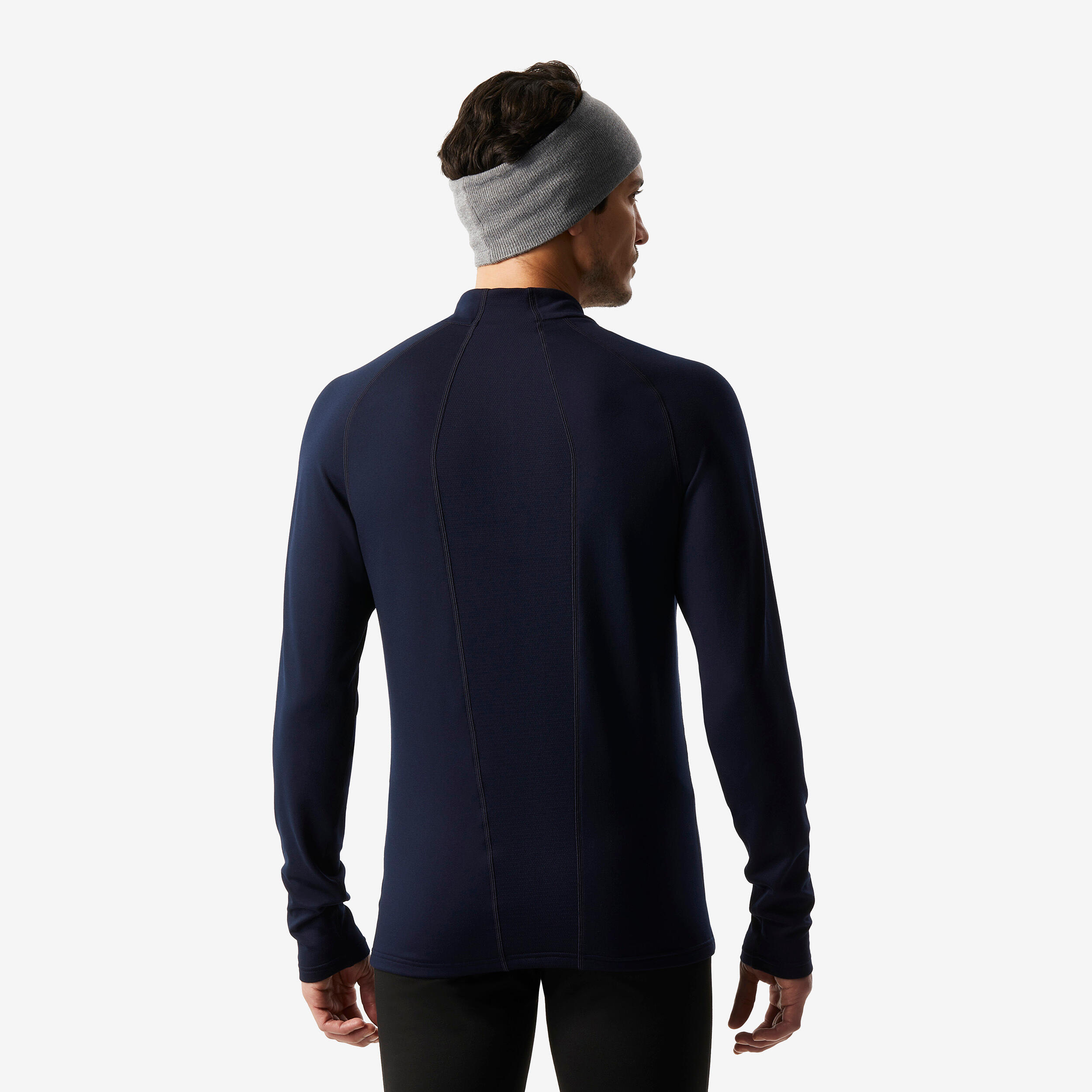 Men’s skiing thermal base layer  1/2 Zip Top - BL 500 - Navy Blue