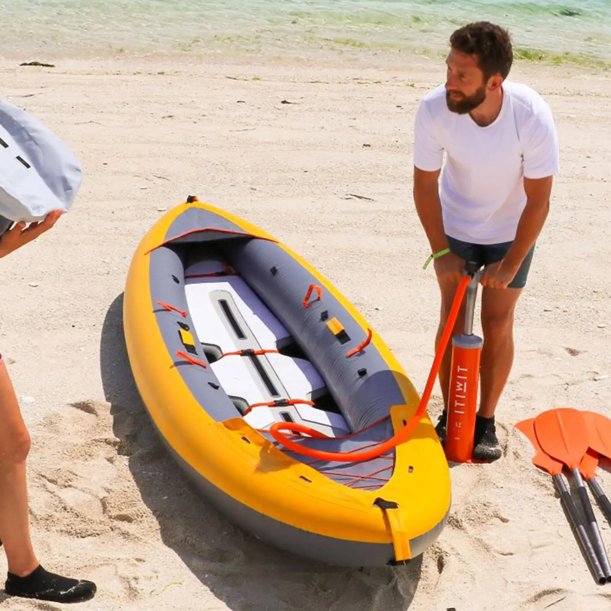 Dual-action low-pressure hand pump for canoes and kayaks 2x2.6L 1-8 PSI