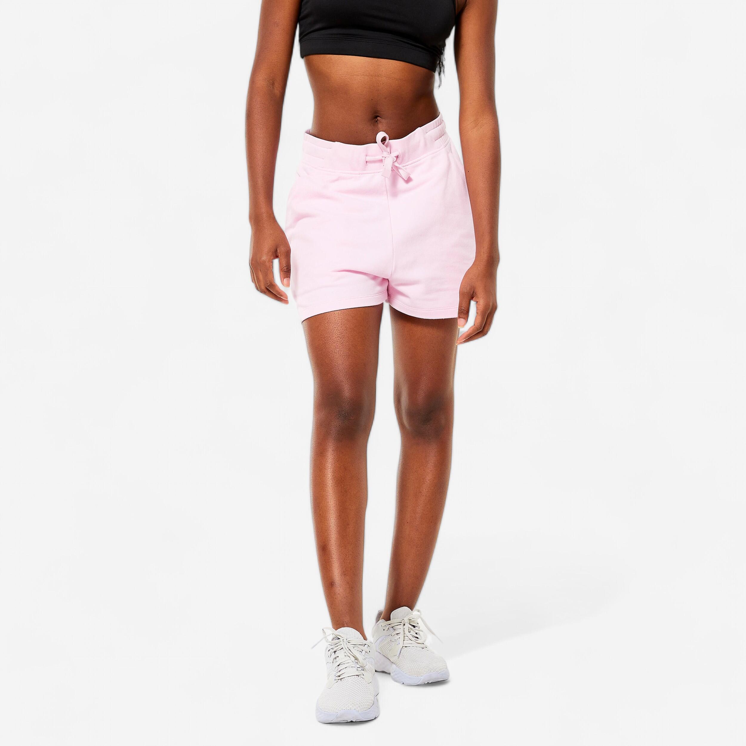 Women's Cotton Fitness Shorts 520 with Pocket - Pale Pink