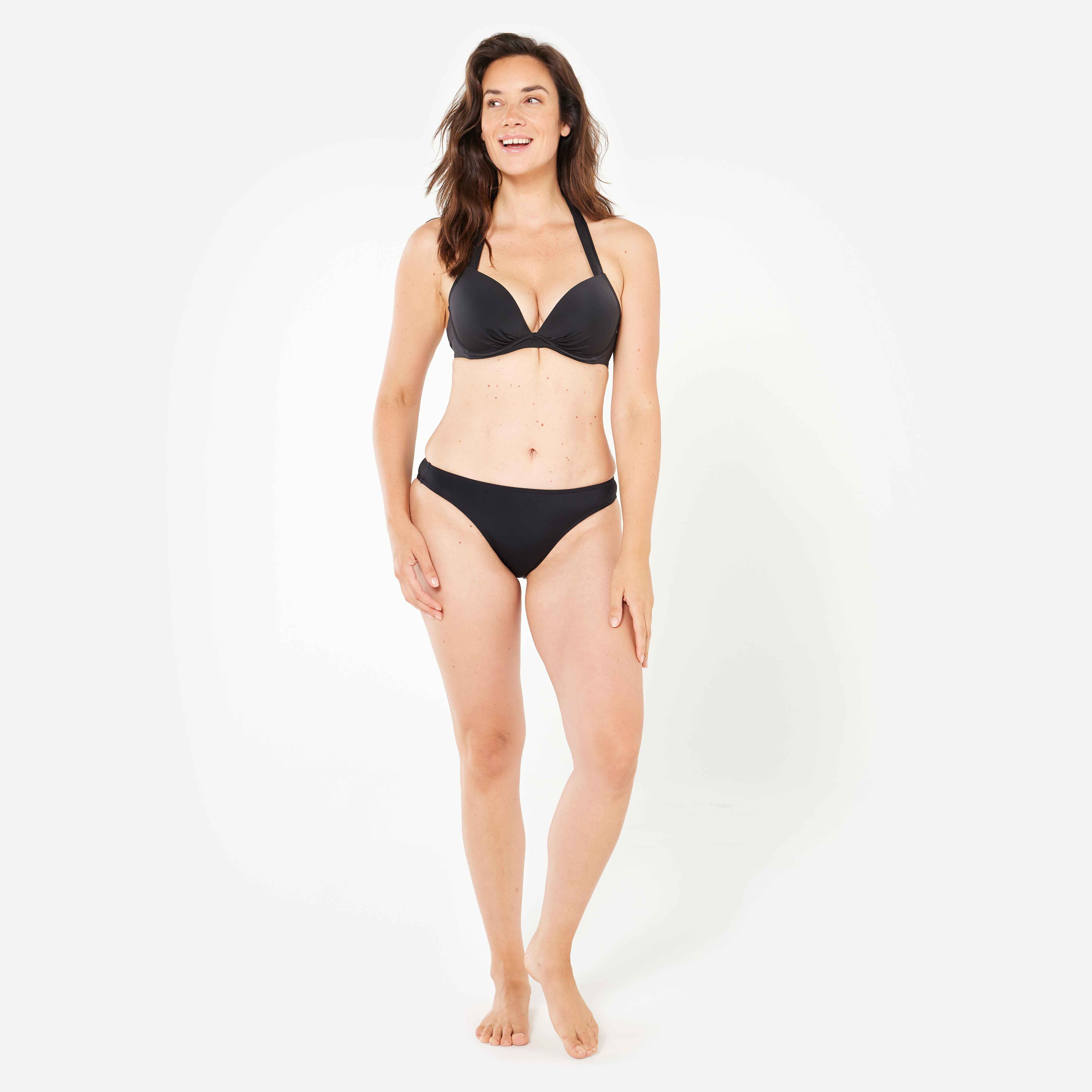 Elena Women's Push-Up Swimsuit Top with Fixed Padded Cups - Black