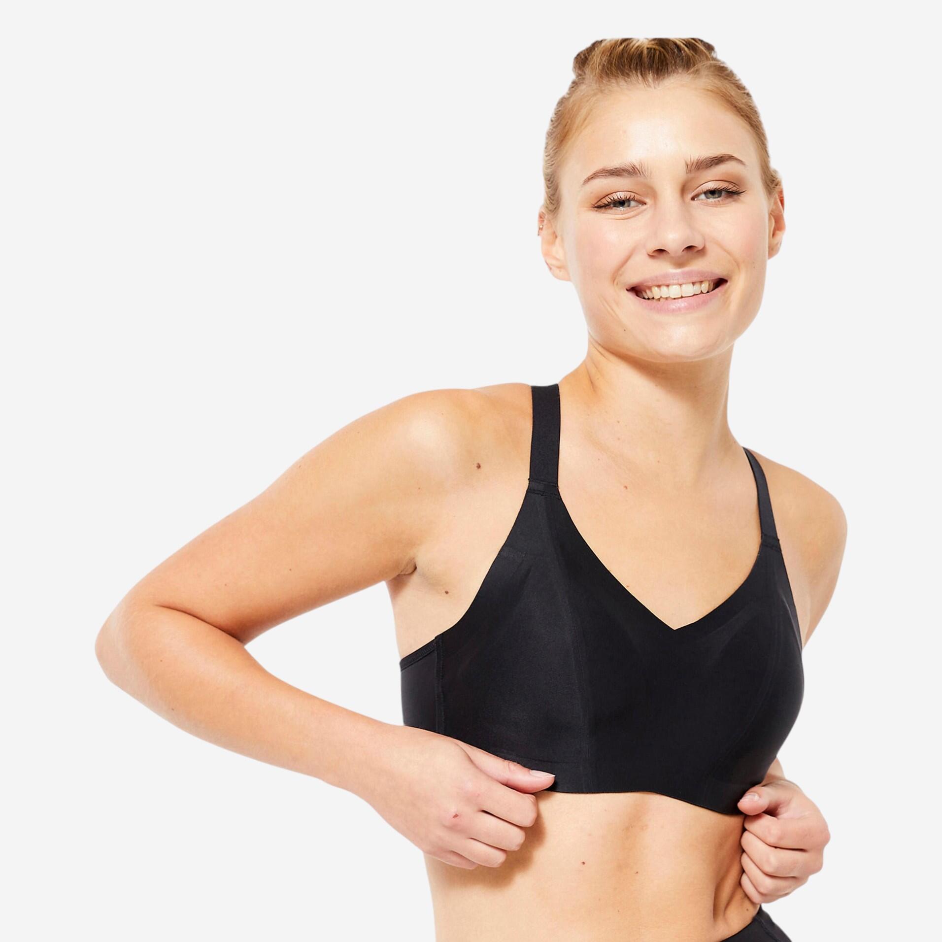 Women's invisible sports bra with high-support cups - Black
