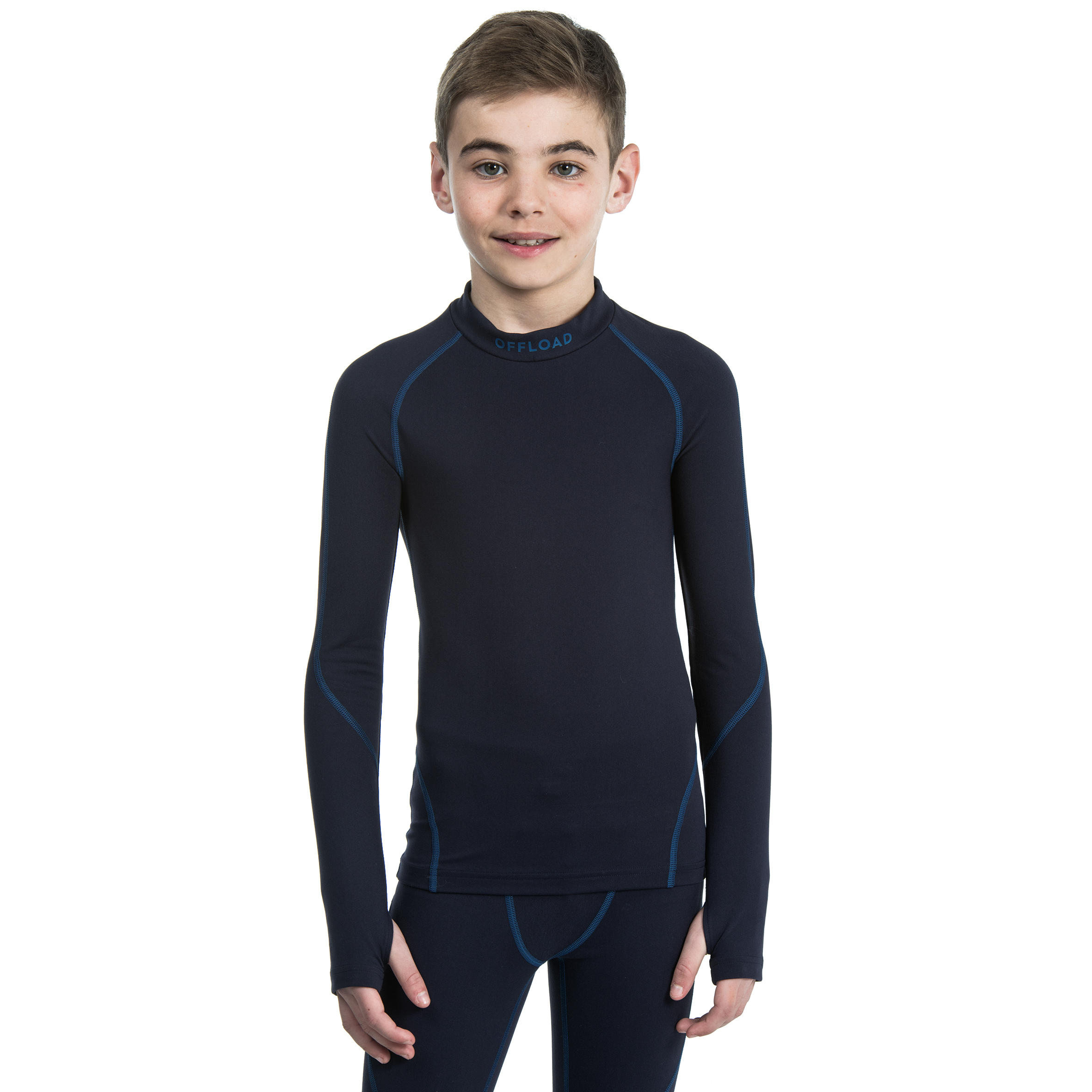 R500JR Kids' Rugby Long-Sleeved Base Layer - Blue