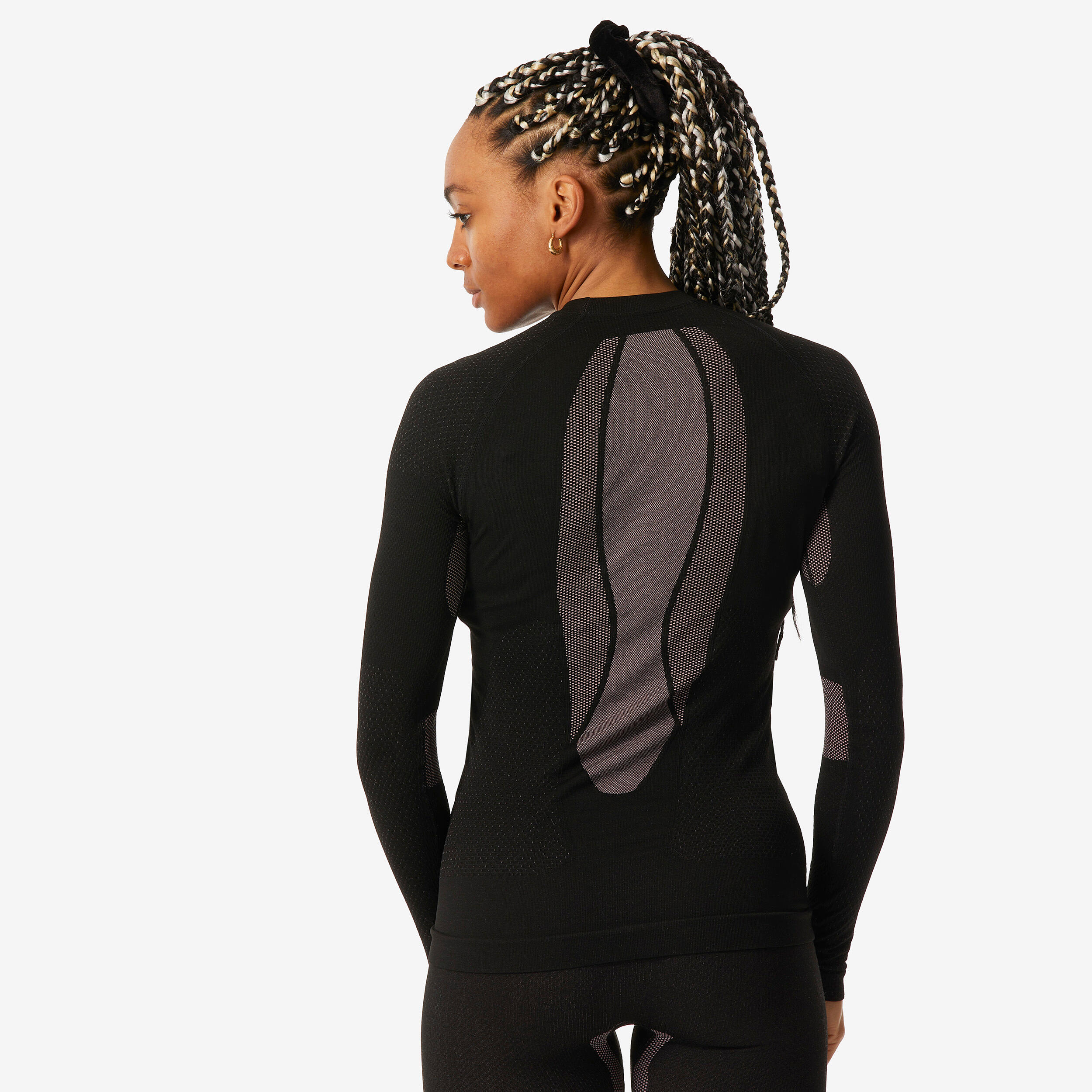Women’s Comfortable Seamless Ski Base Layer - BL500 I-Soft - Pink and Black