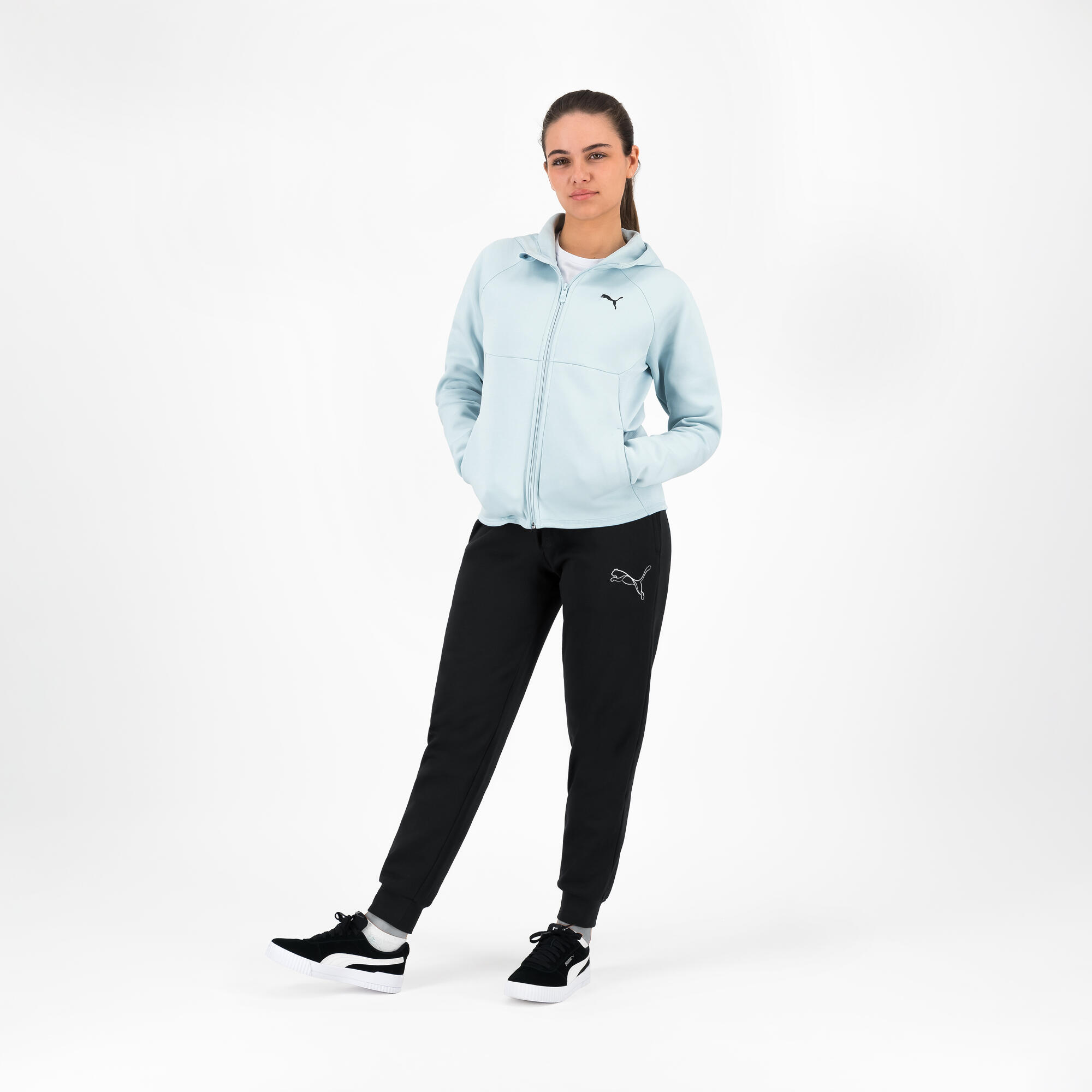 Women's Zip-Up Hooded Sweatshirt - Light Blue