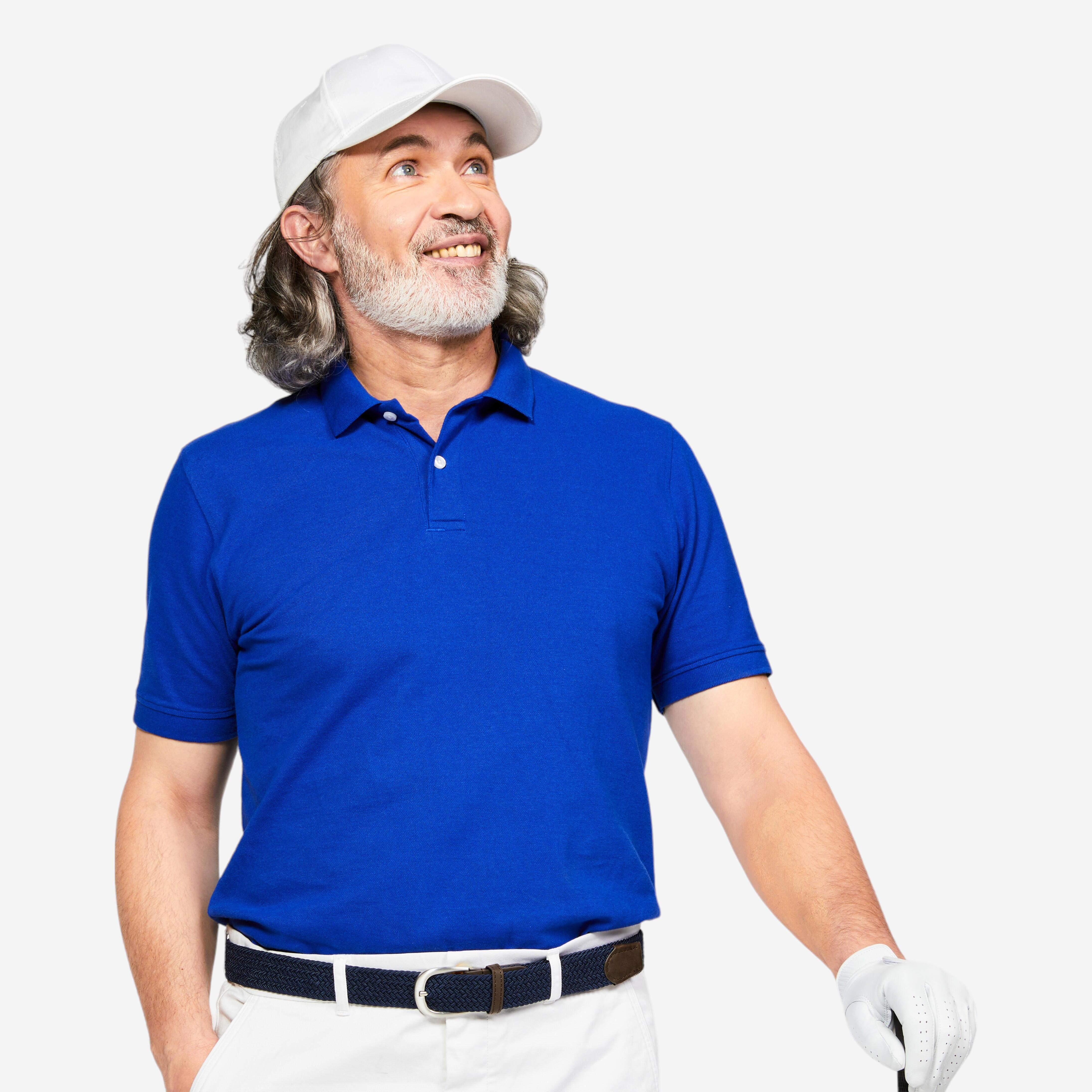 Men's short-sleeved golf polo shirt - MW500 dark indigo