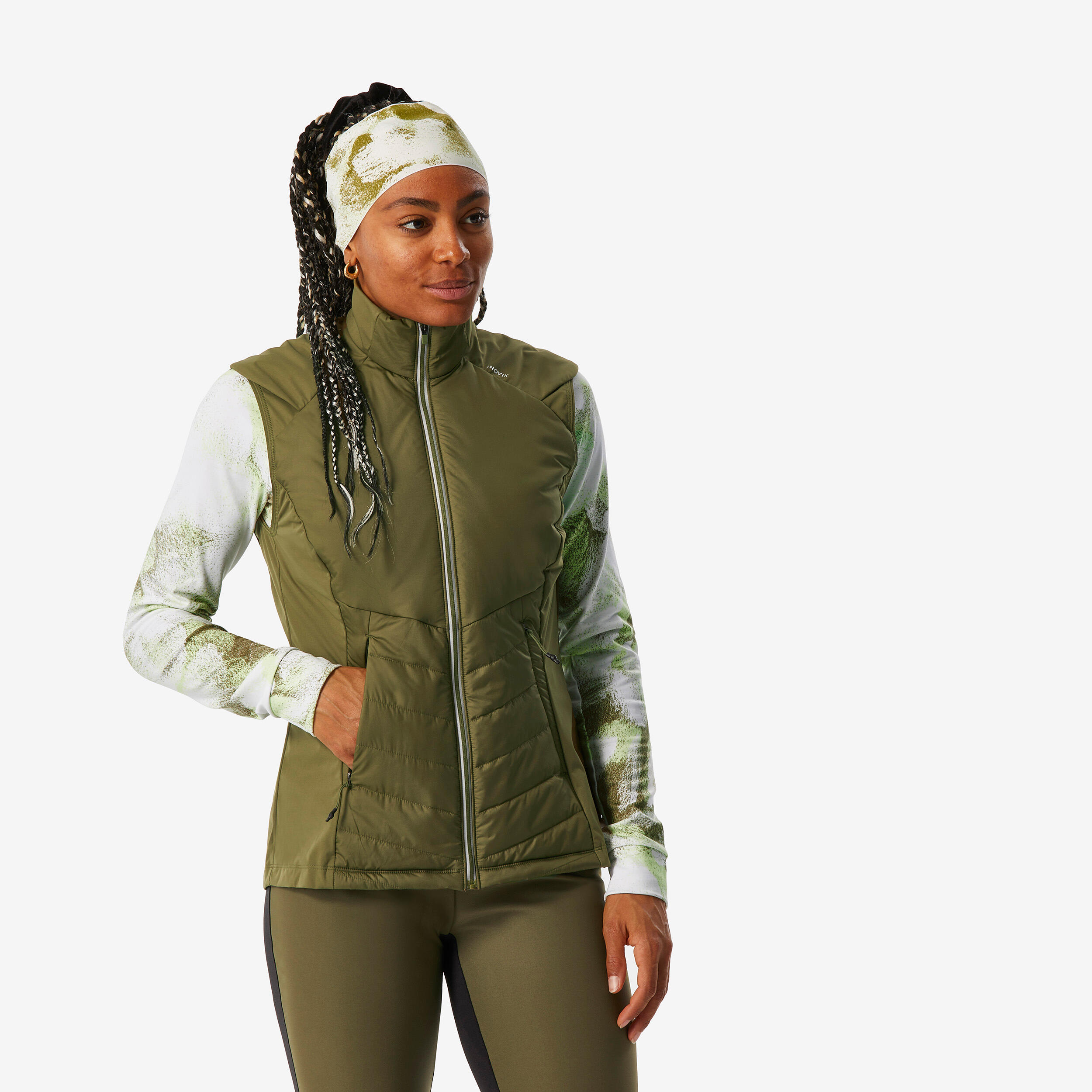 Women's Cross-country Skiing Gilet 500 - Khaki