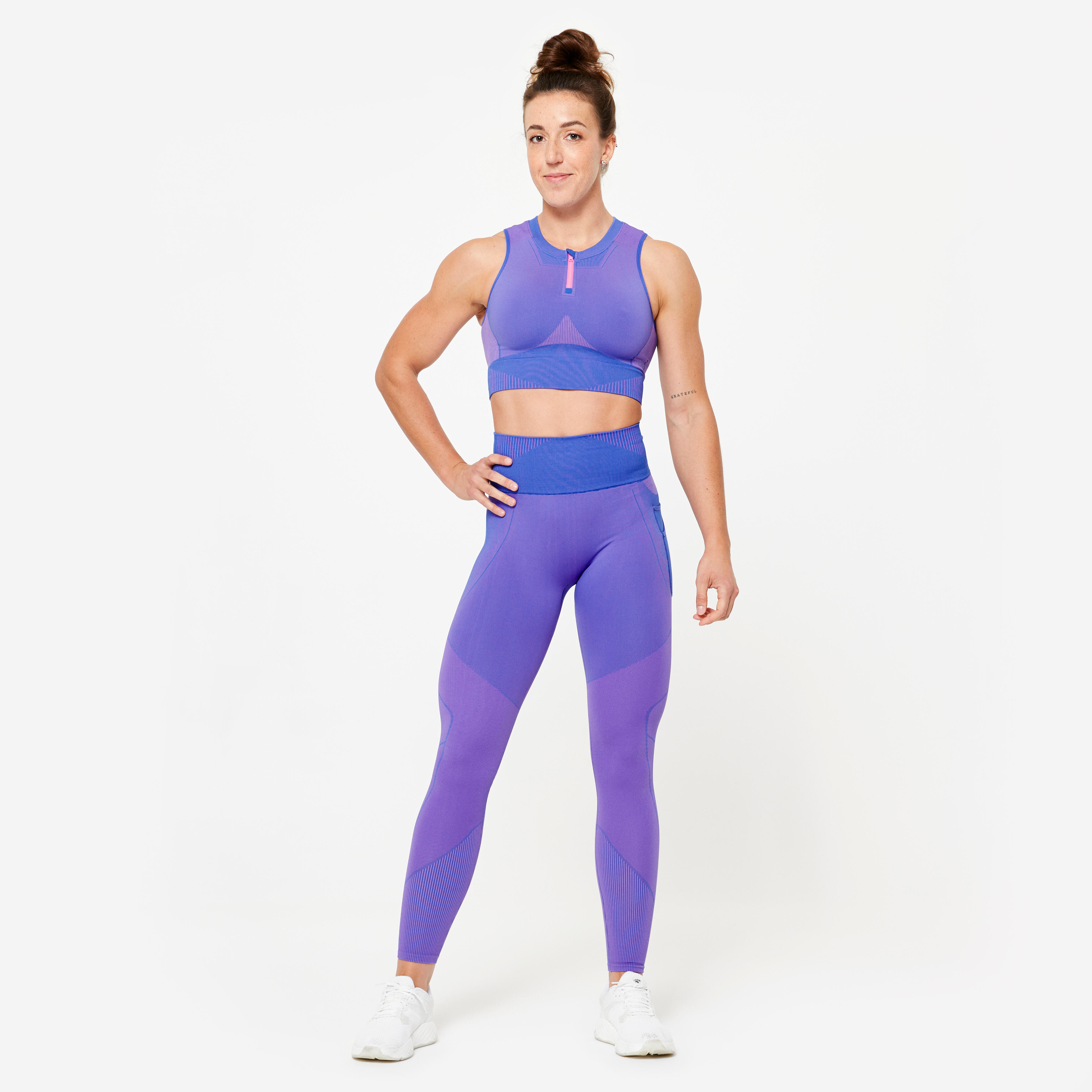 Women's Seamless Crop Top - Blue/Pink