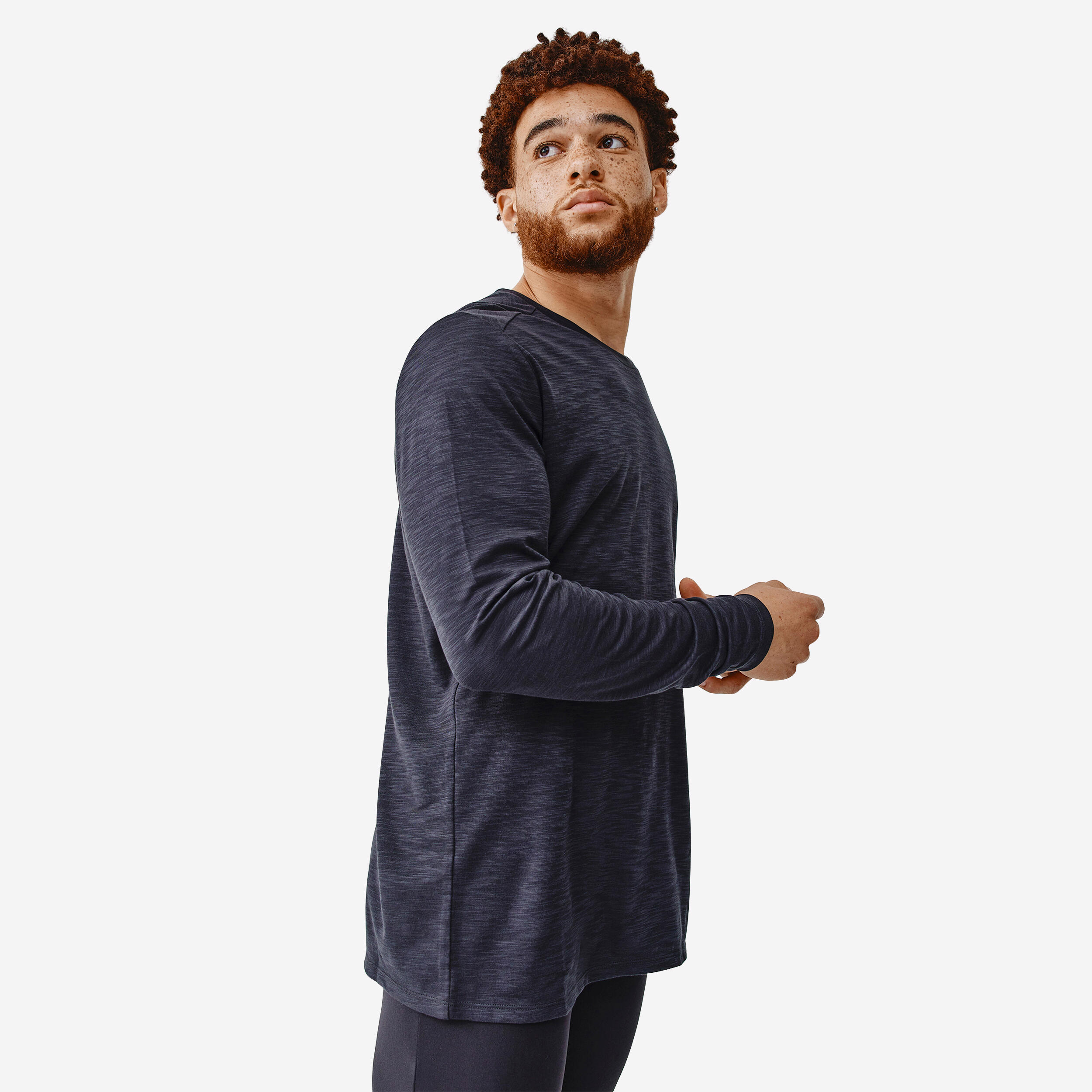 Men's Running Breathable Long-Sleeved T-shirt Dry+ - black