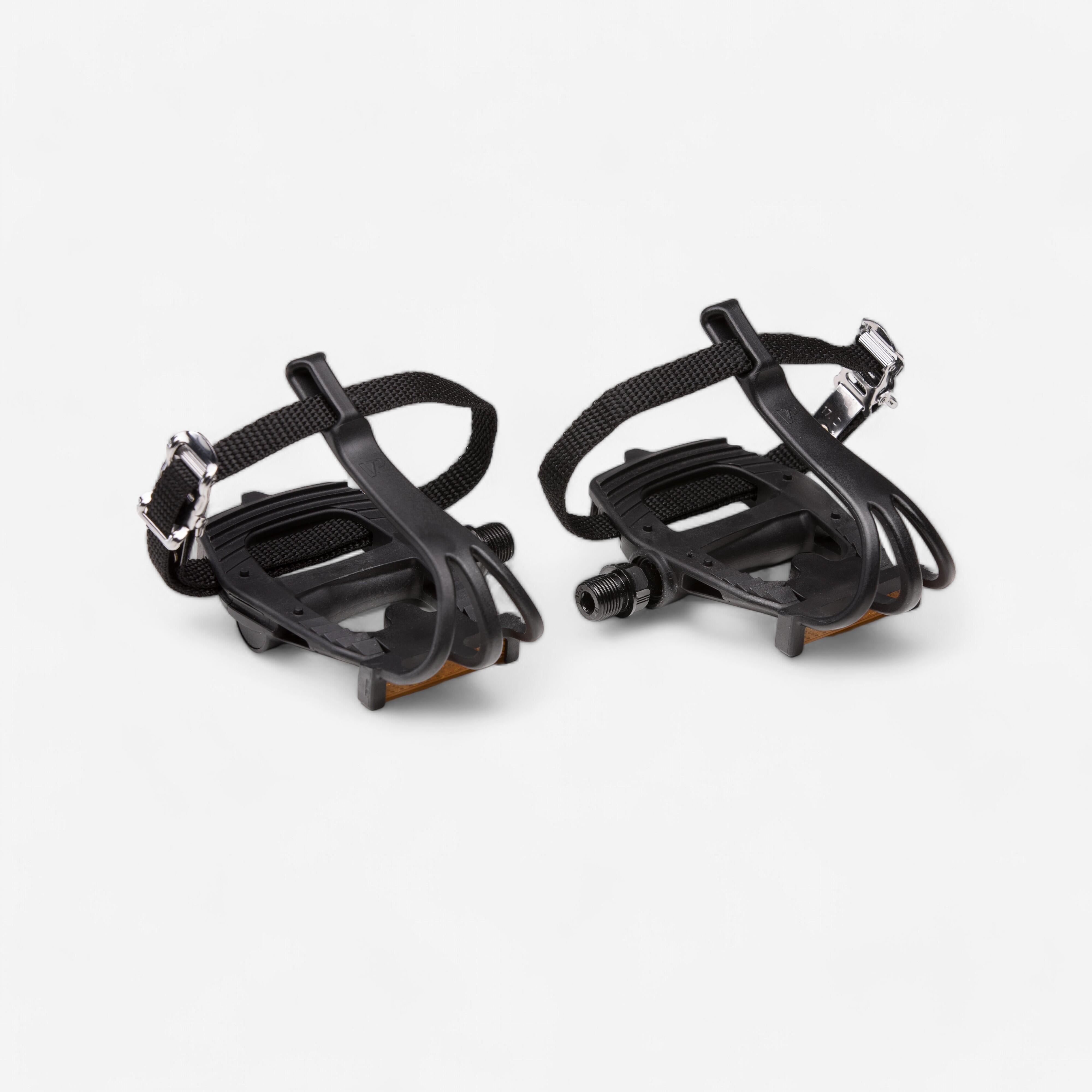 100 Resin Road Bike Pedals with Toe Clips