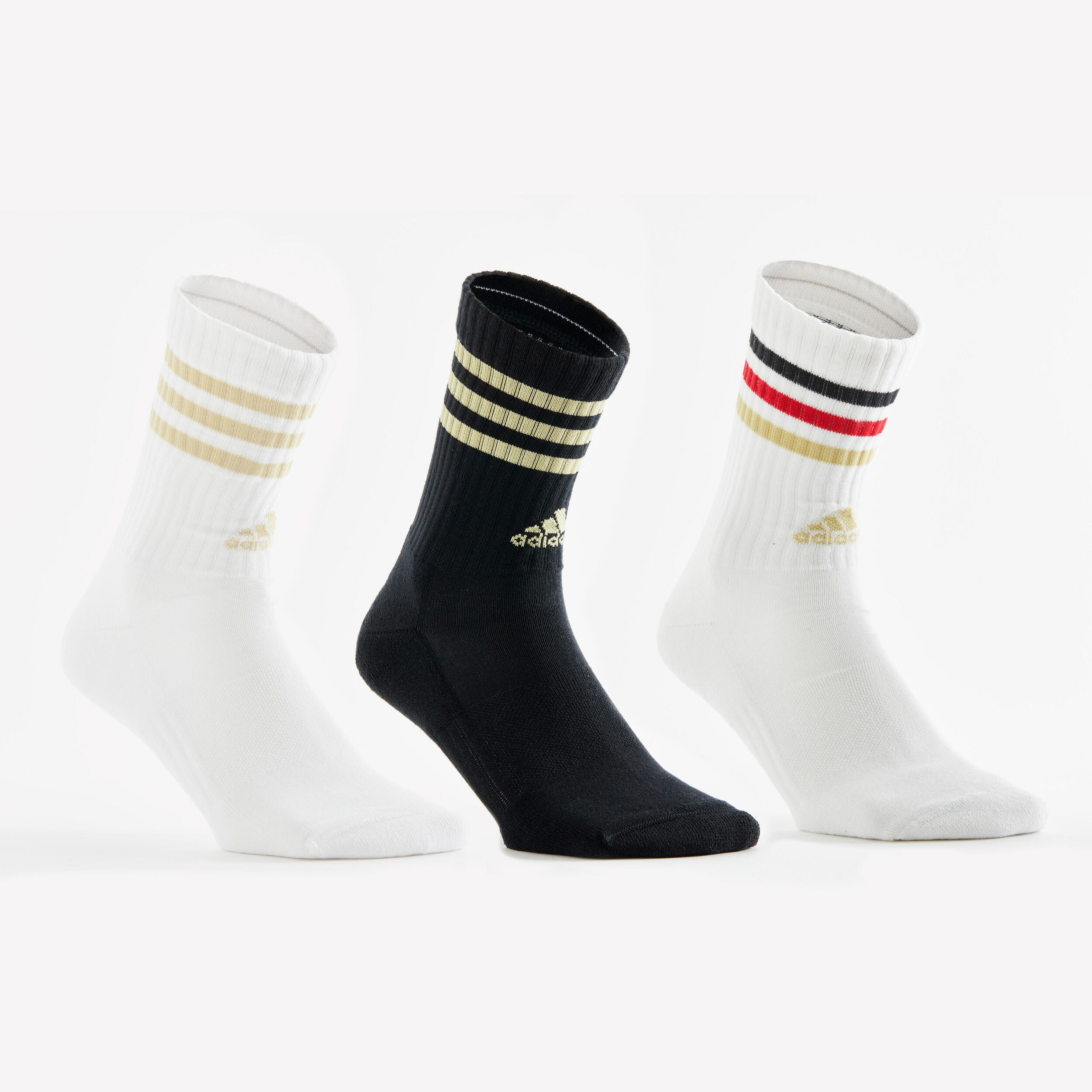 High Sports Socks Tri-Pack - Black/Gold Stripes