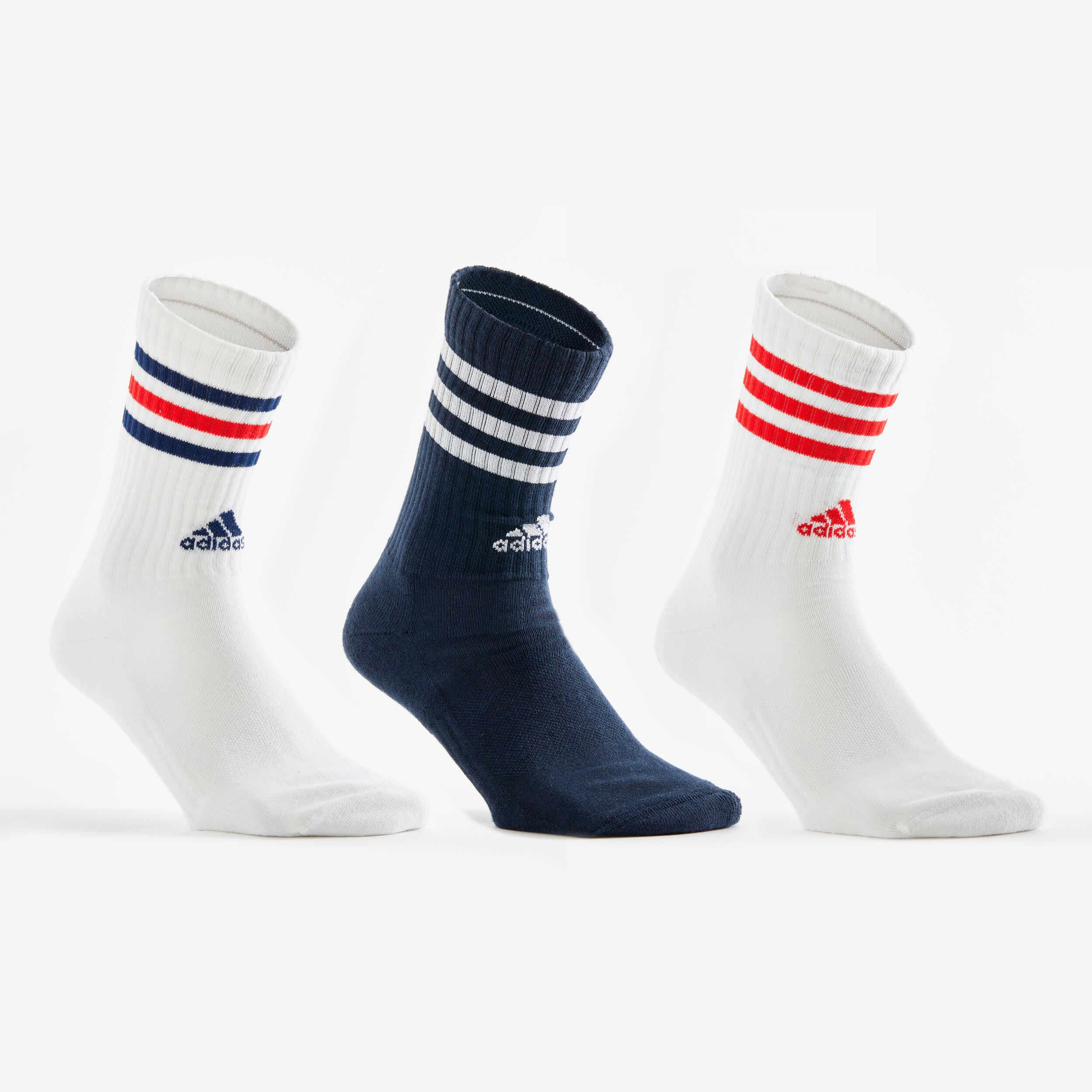 High Sports Socks Tri-Pack - Navy/Red Stripes