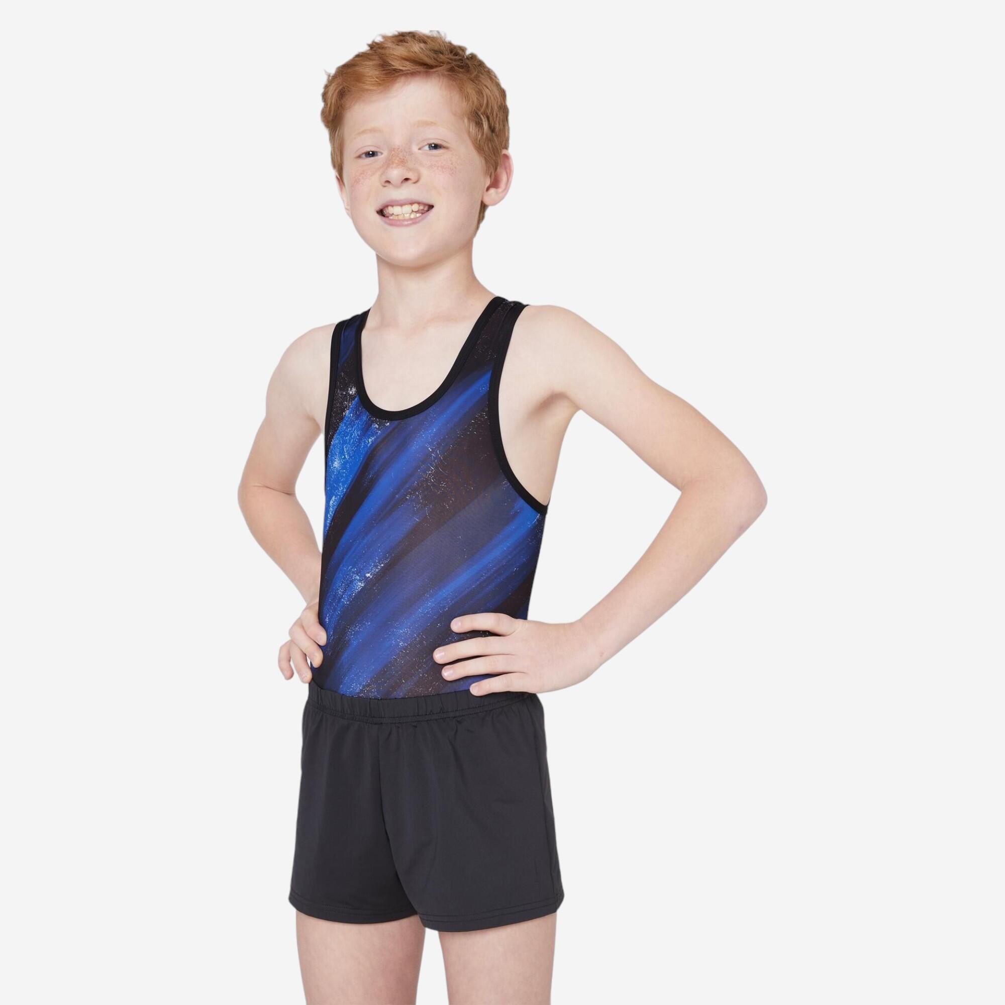 Boys' Gym Leotard - Black & Blue Print