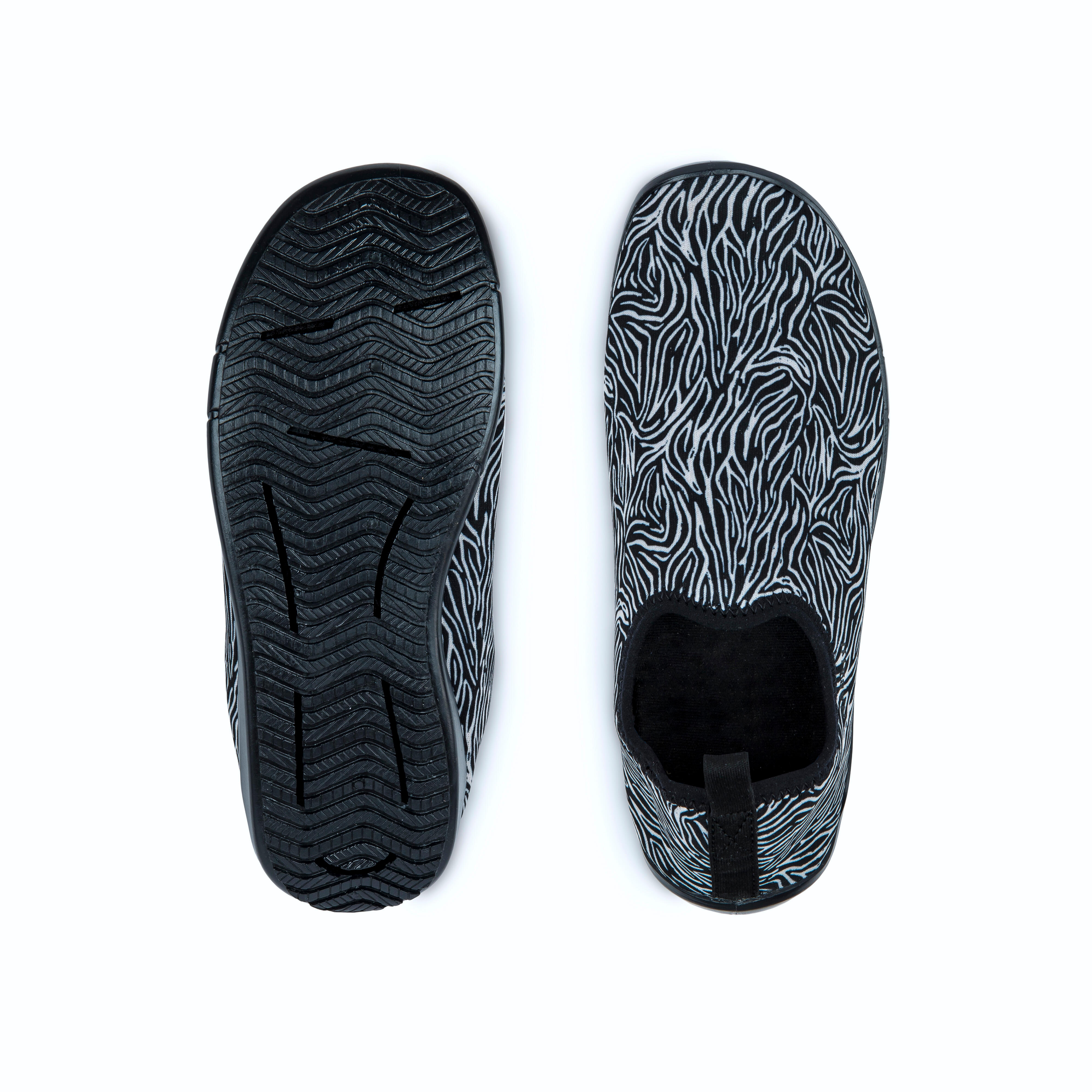 Aquafit Water Shoes Gymshoe Beige Black Zebra Print