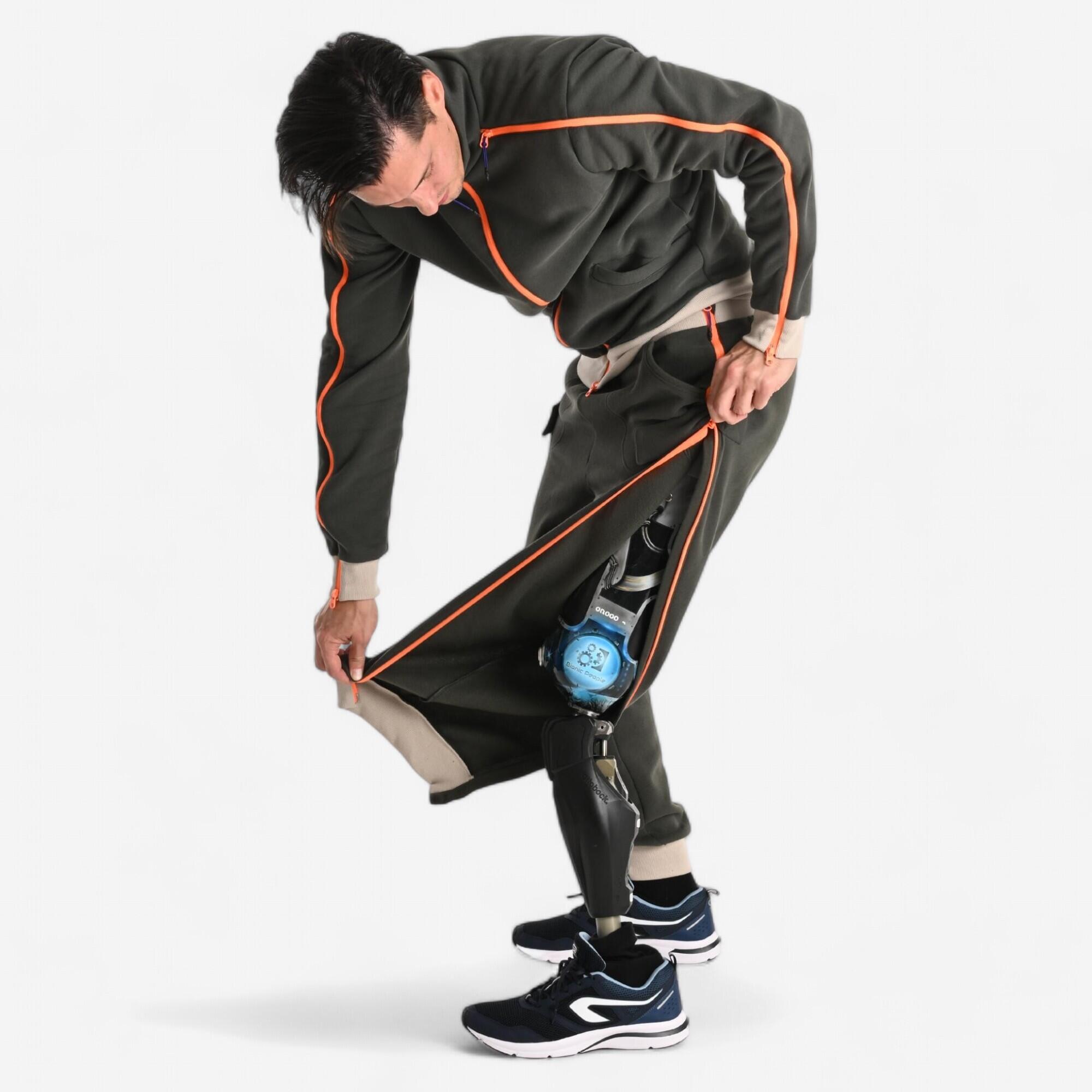 Men's Easy Dressing Jogging Bottoms with Zip-Up Openings - Olive Green