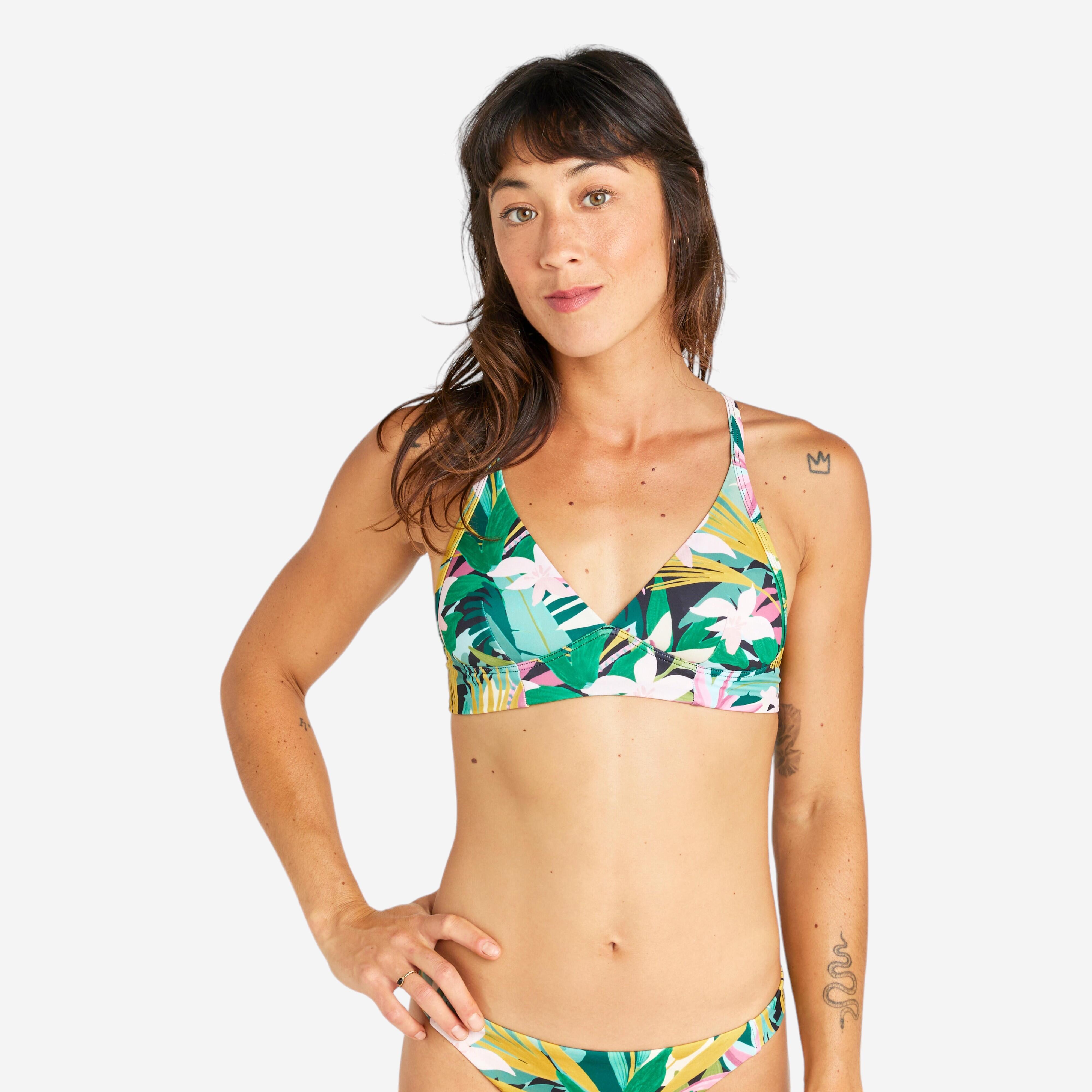 Women's bralette bikini top - Bea tropical green