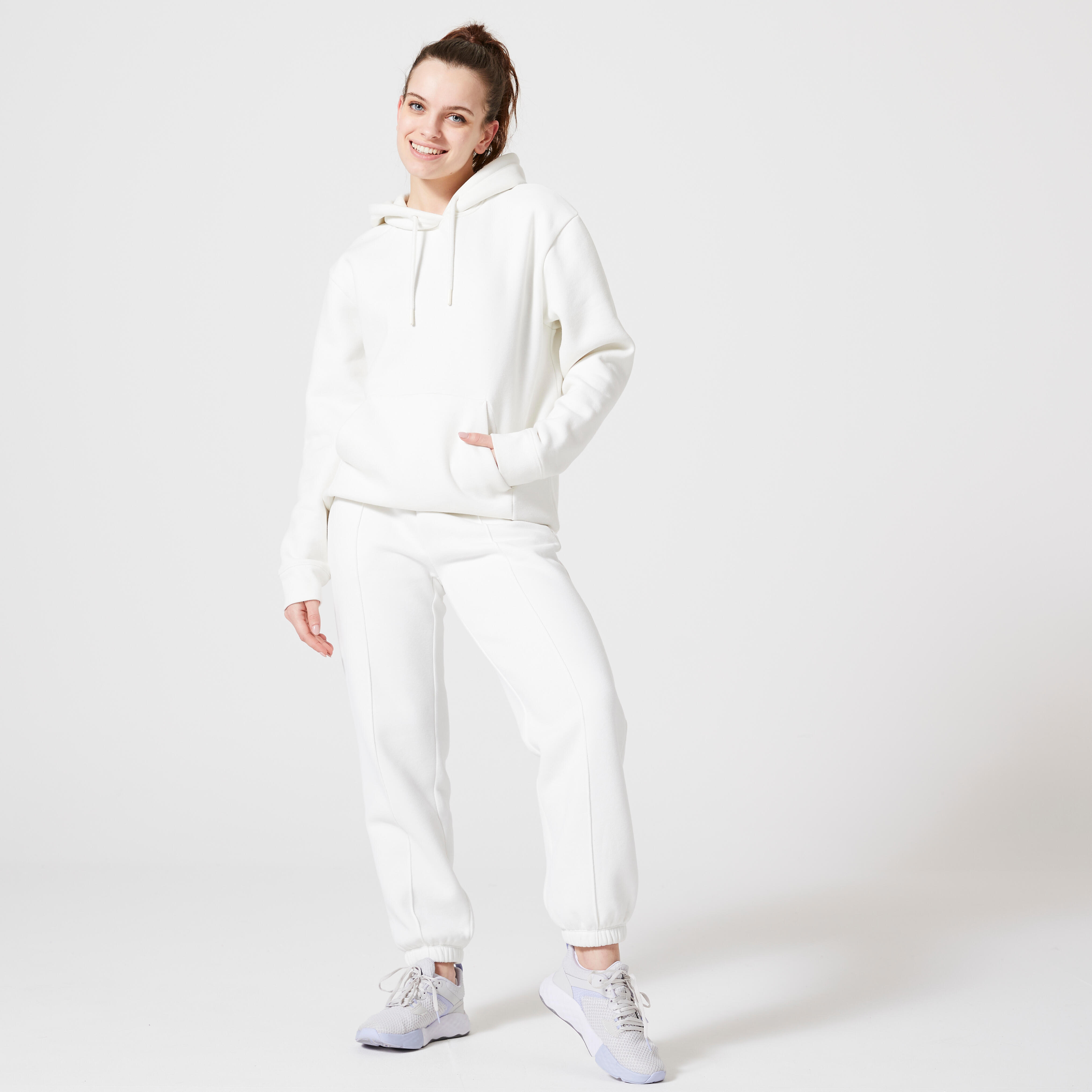 Women's Fitness warm Hoodie - 500 white