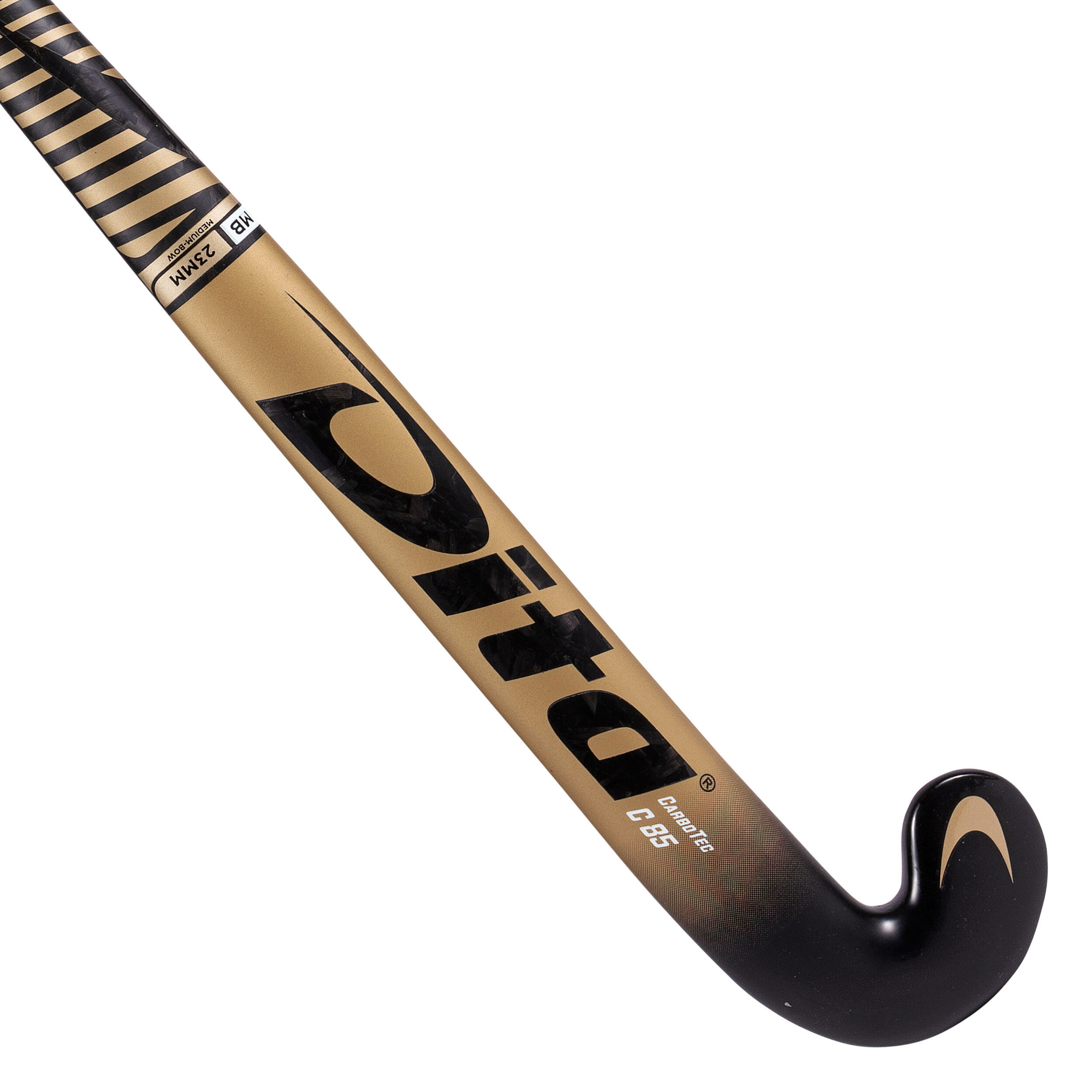 Adult Advanced 85% Carbon Mid Bow Field Hockey Stick CompoTecC85 - Gold/Black