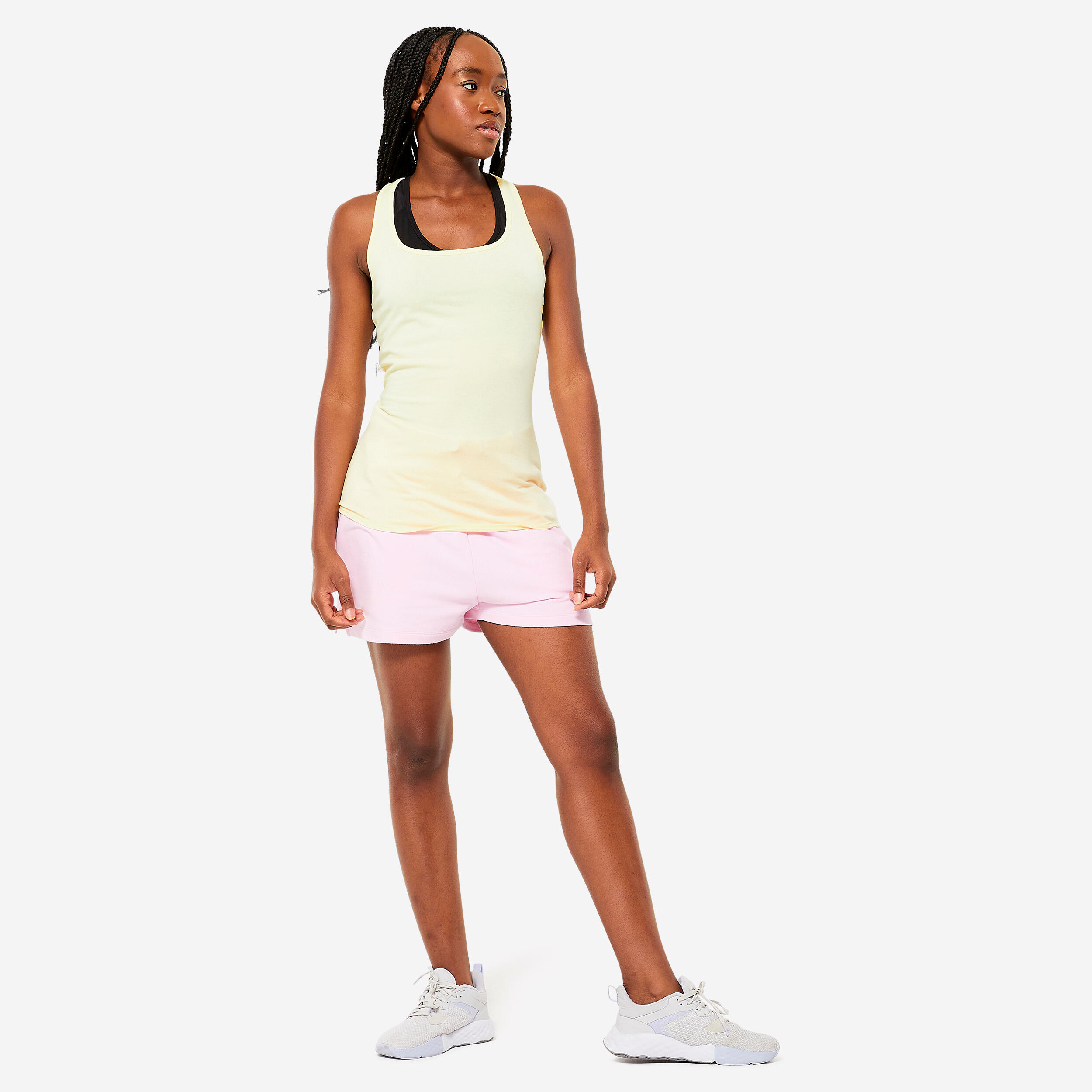 Women's Cotton Fitness Shorts 520 with Pocket - Pale Pink