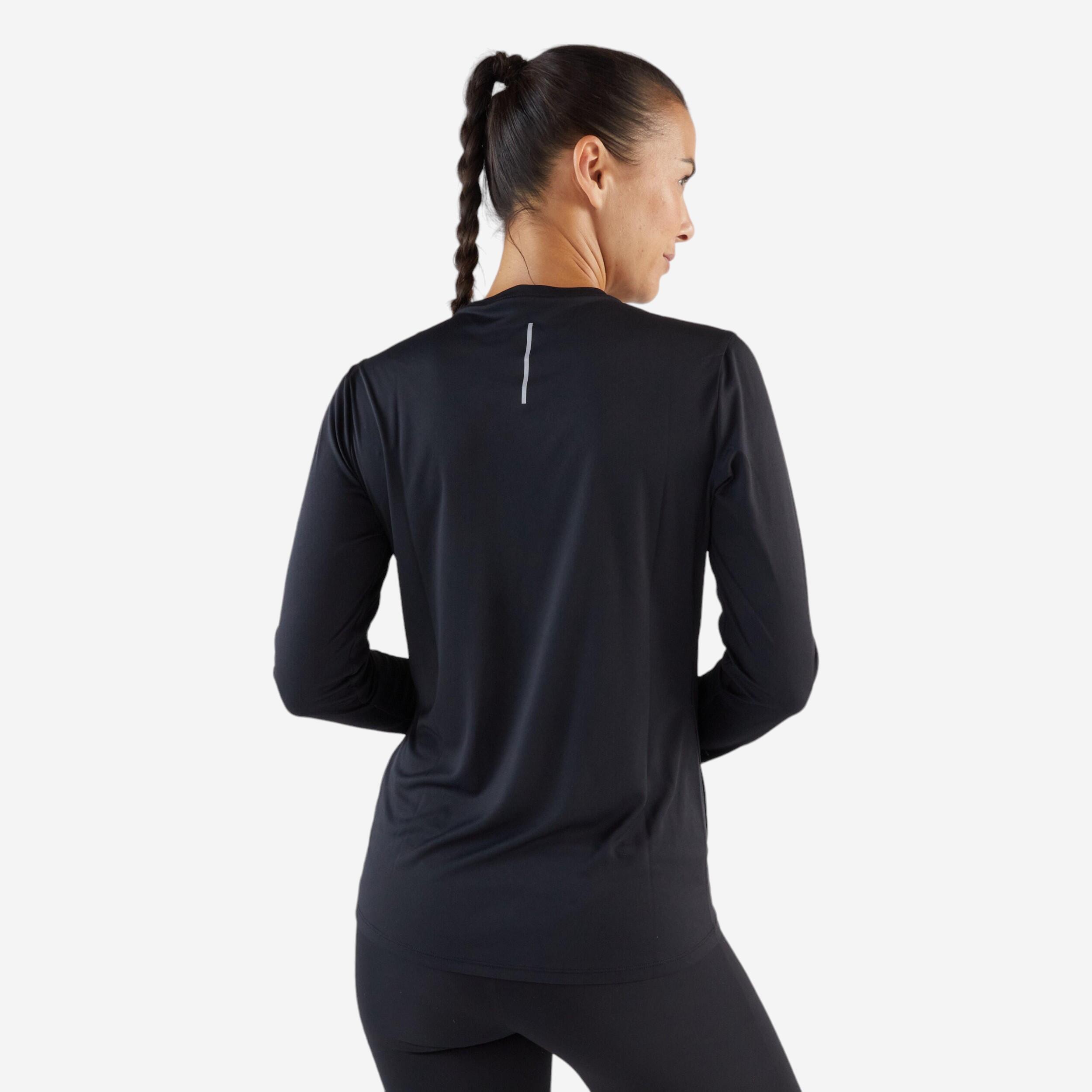 Women's long-sleeved running T-shirt Sun Protect - black