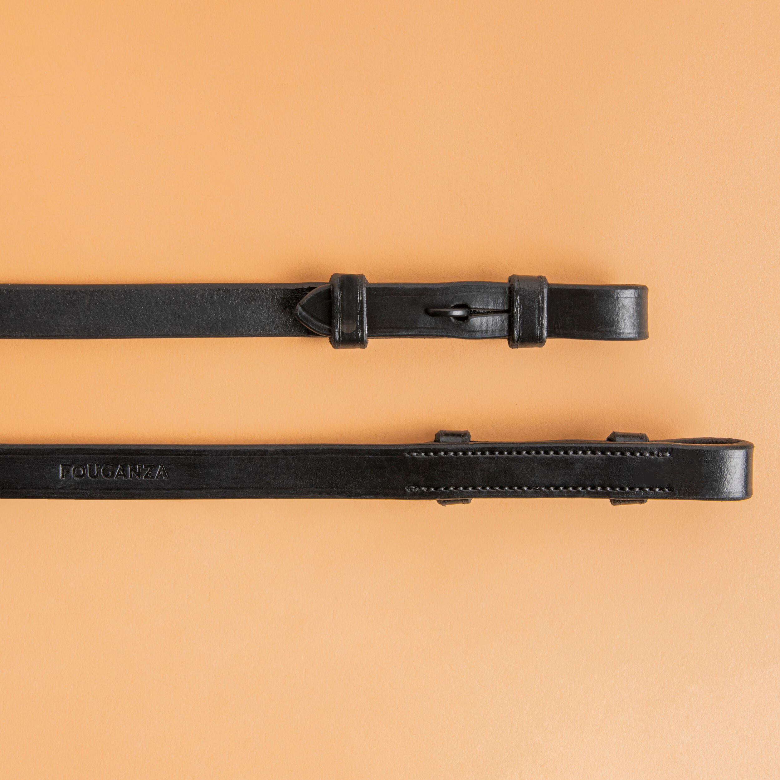 Smooth Horse Riding Leather Reins - Black