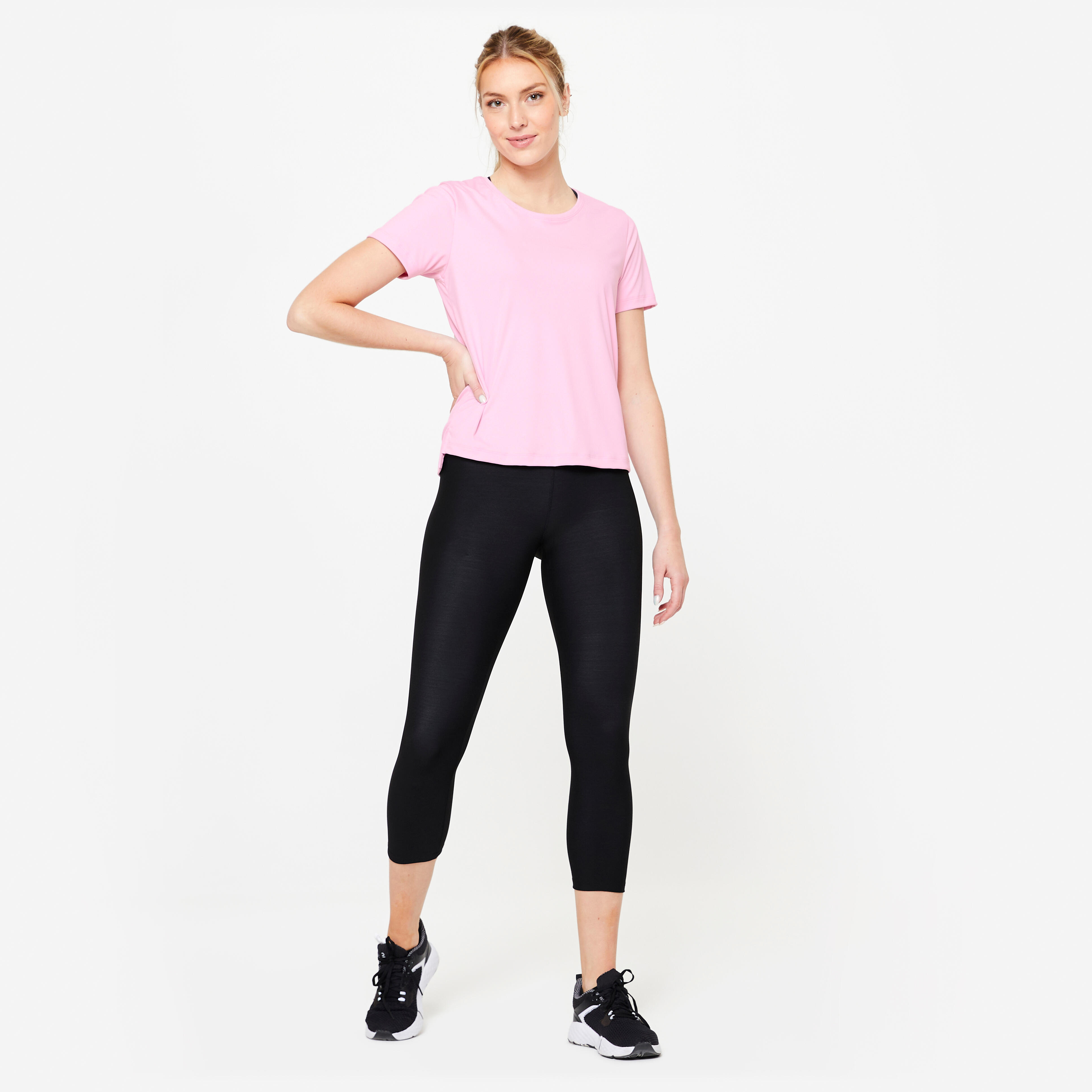Women's Short-Sleeved Cardio Fitness T-Shirt - Light Pink