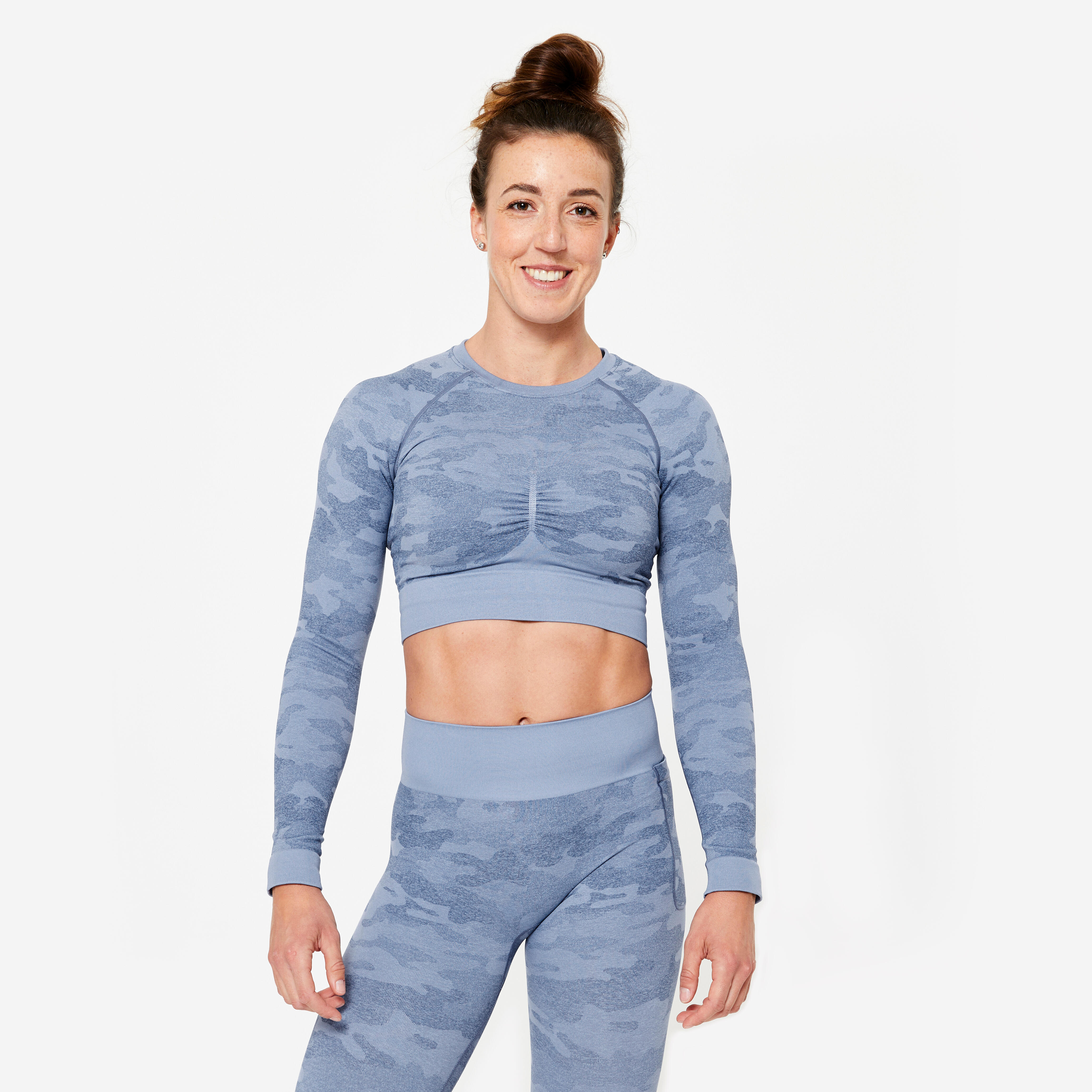 Women's Long-Sleeved Crop Top T-Shirt - Blue
