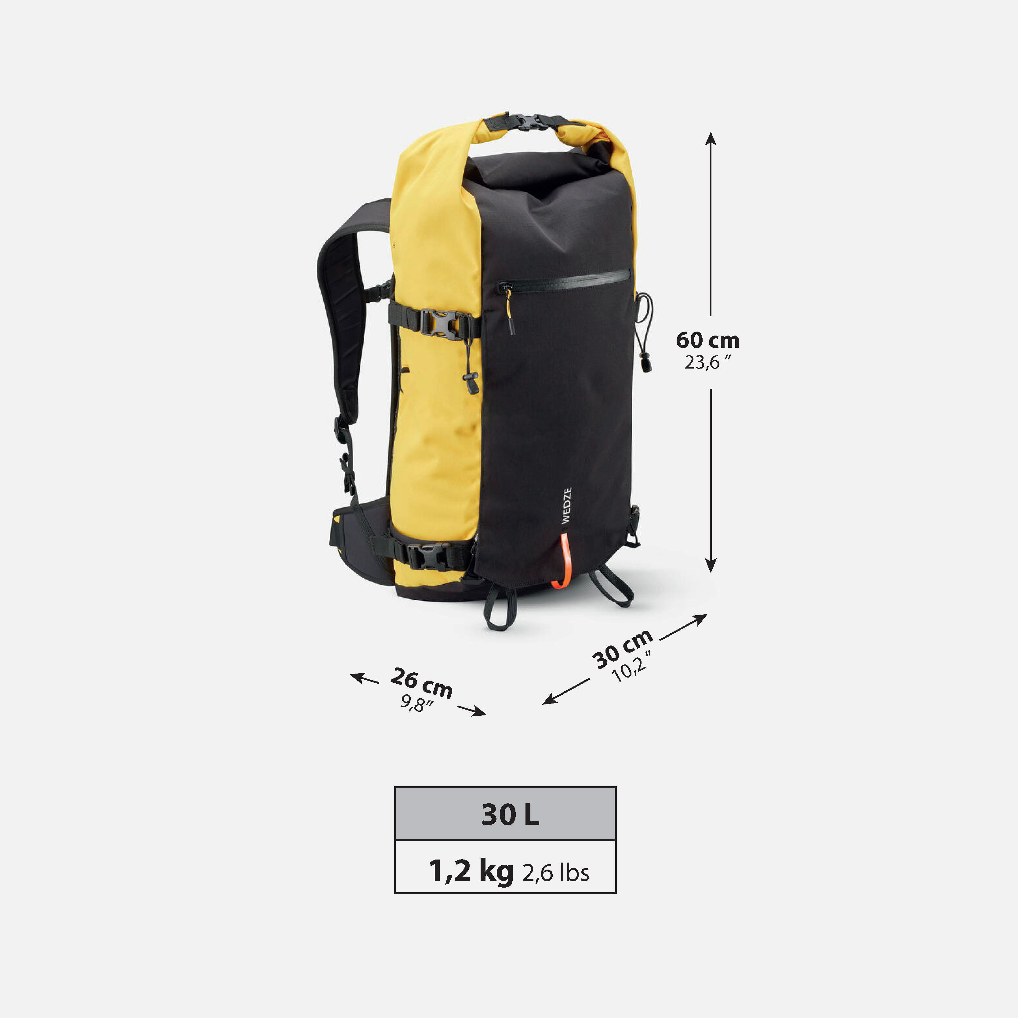 Roll-top freeride ski/snowboard backpack  Robust Freeride 30L yellow