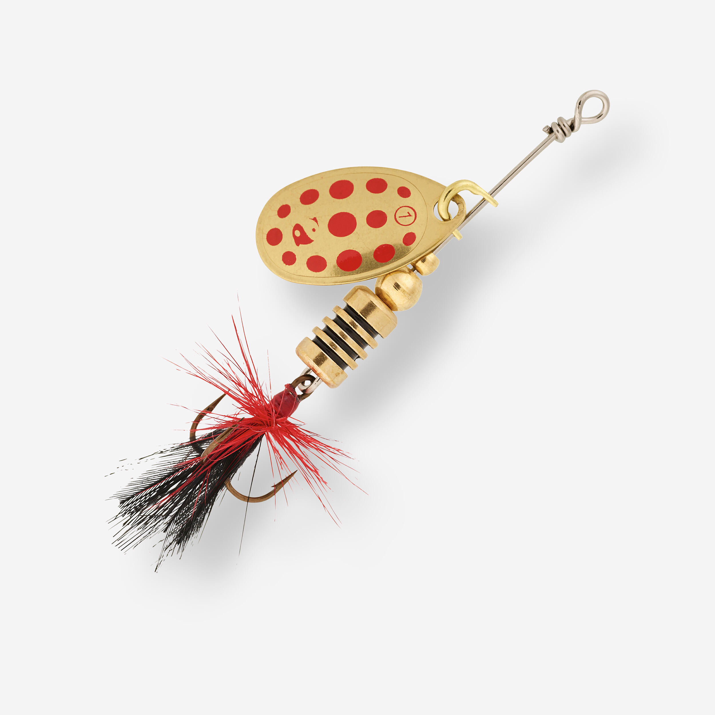 LURE FISHING SPINNING SPOON WETA F -1 - GOLD RED DOTS