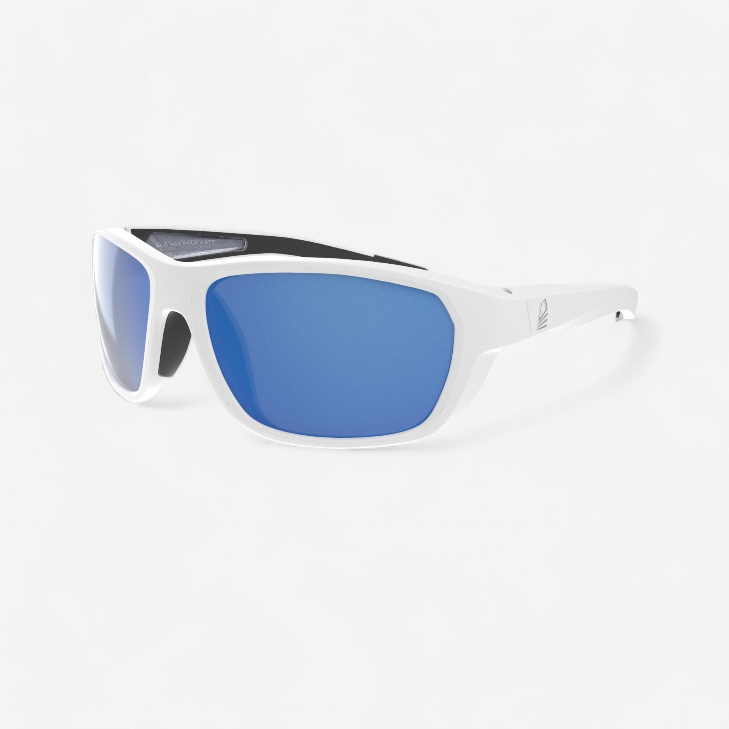 Adults' sailing floating sunglasses with polarised lenses size S - white blue