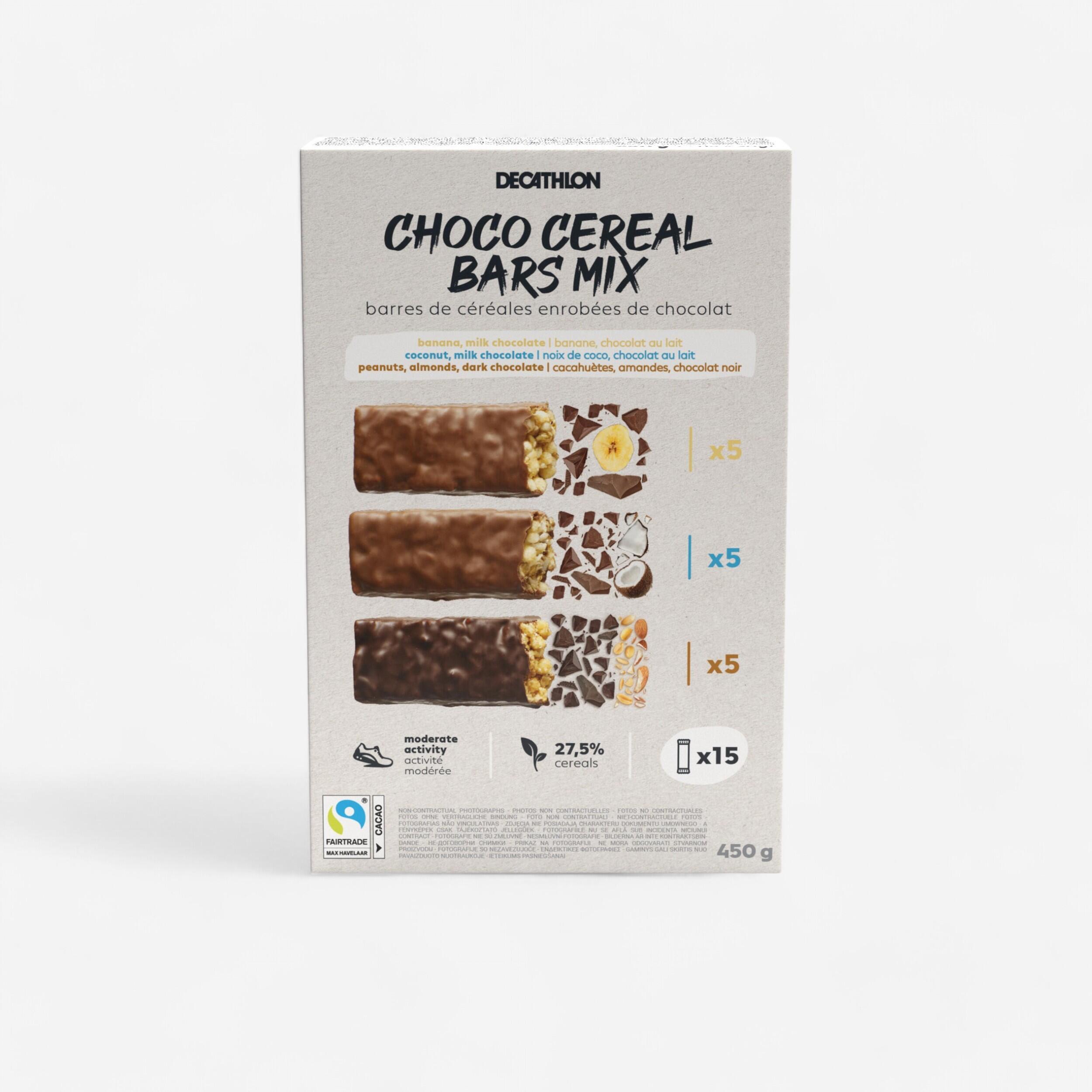 CHOCOLATE-COATED CEREAL MIX BARS x15