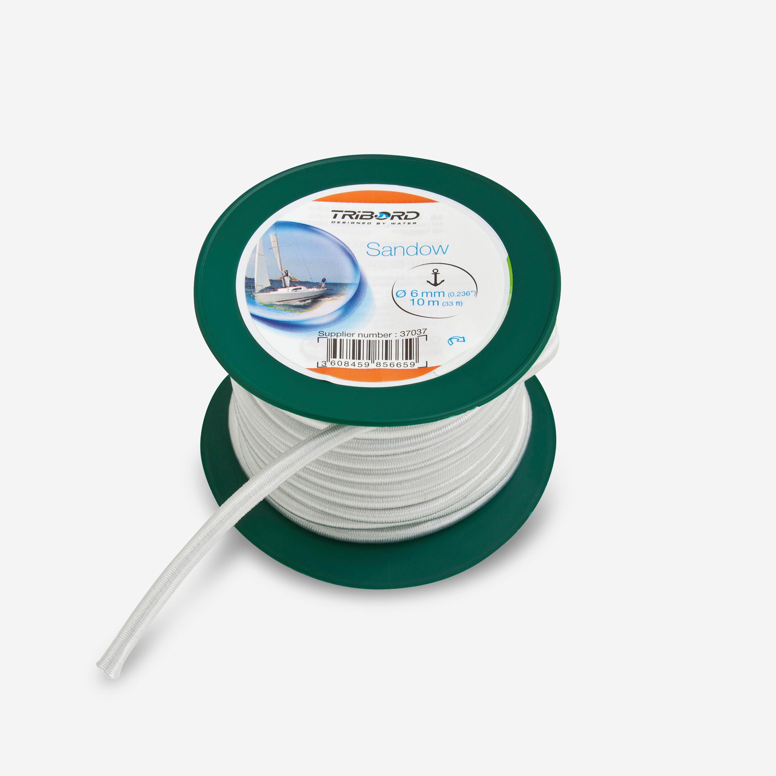 Sailing Bungee Cord Reel 6 mm x 10 m - White