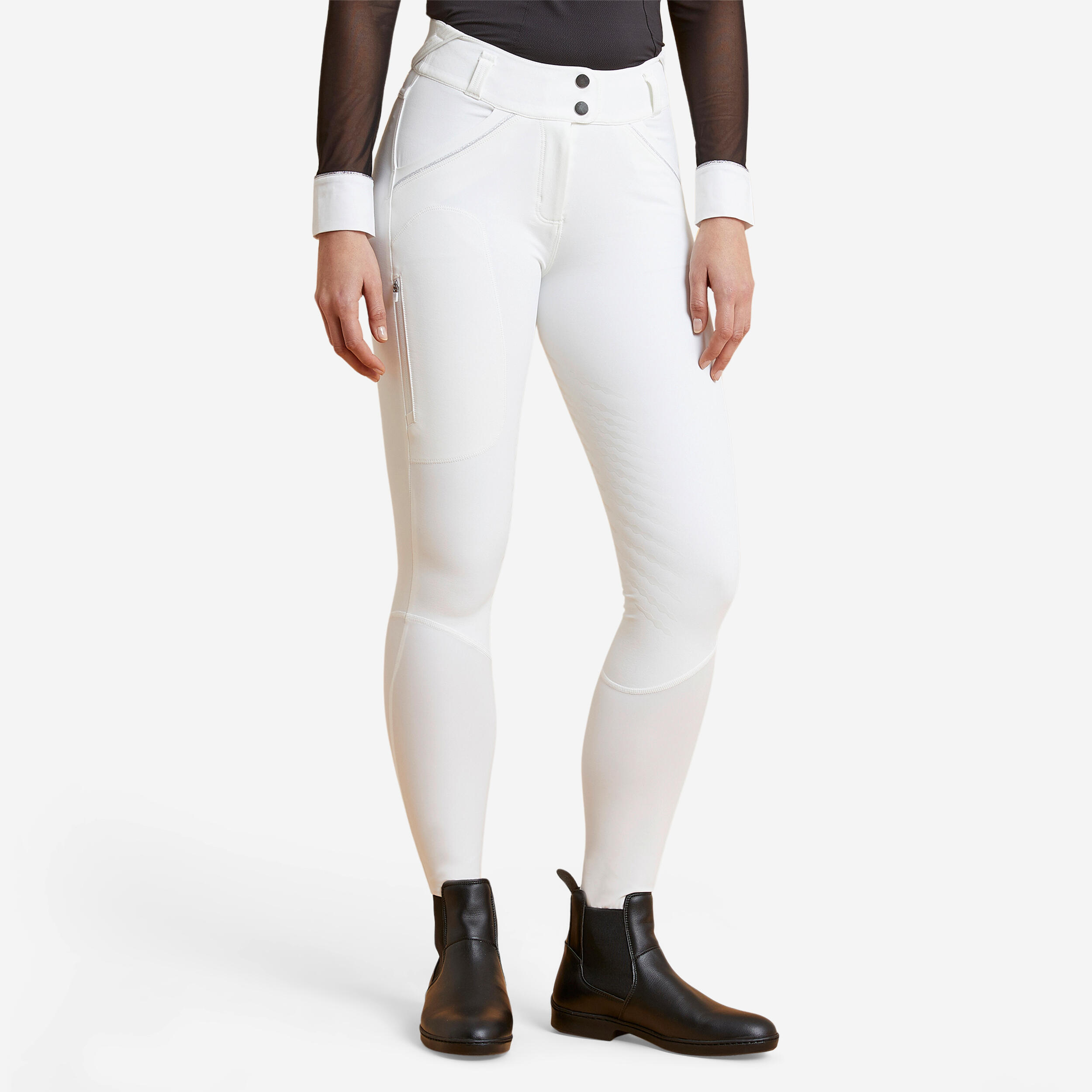 Women's Horse Riding Classic Grip Competition Jodhpurs 900 - White