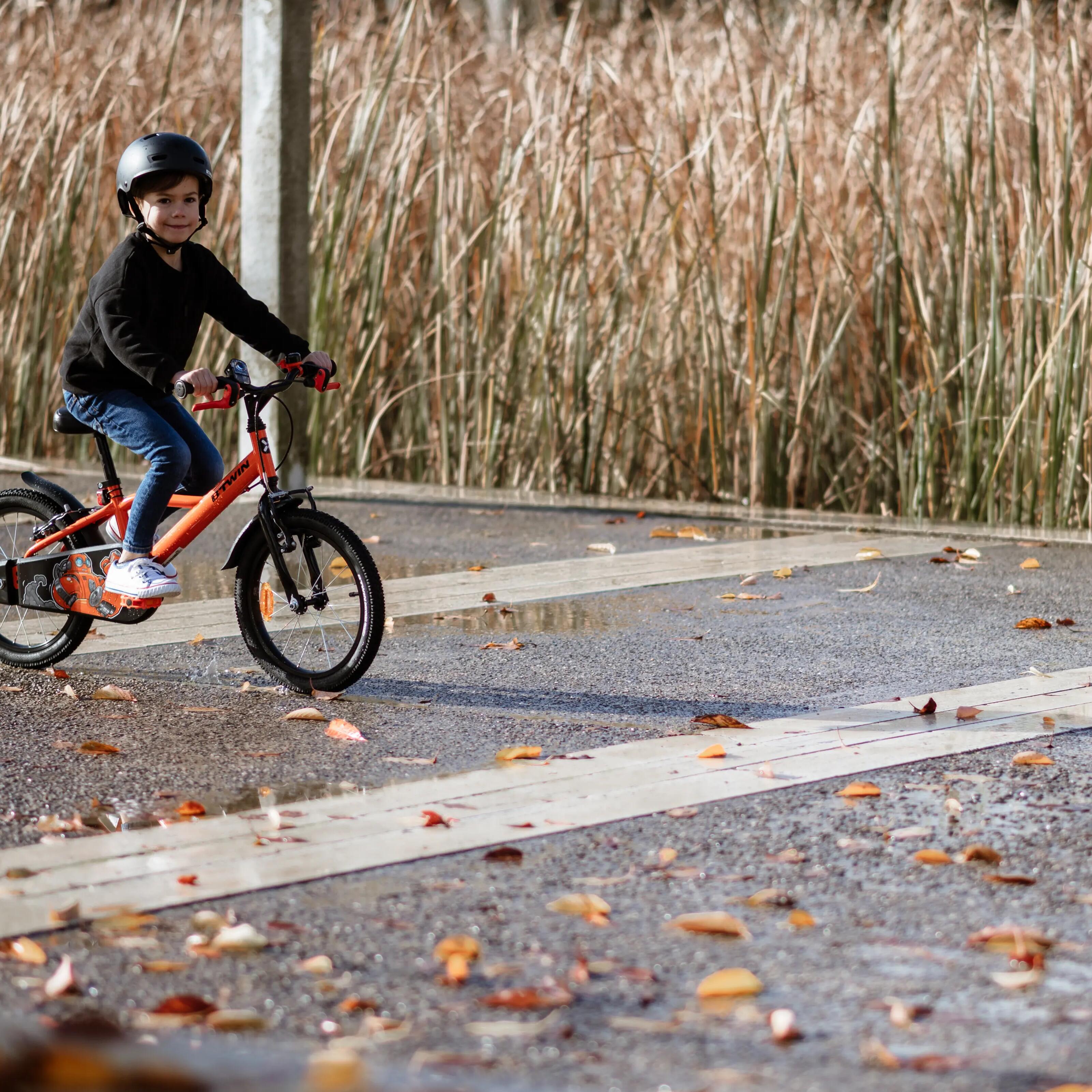 Kids' 16-inch  chain guard  easy-braking bike  orange