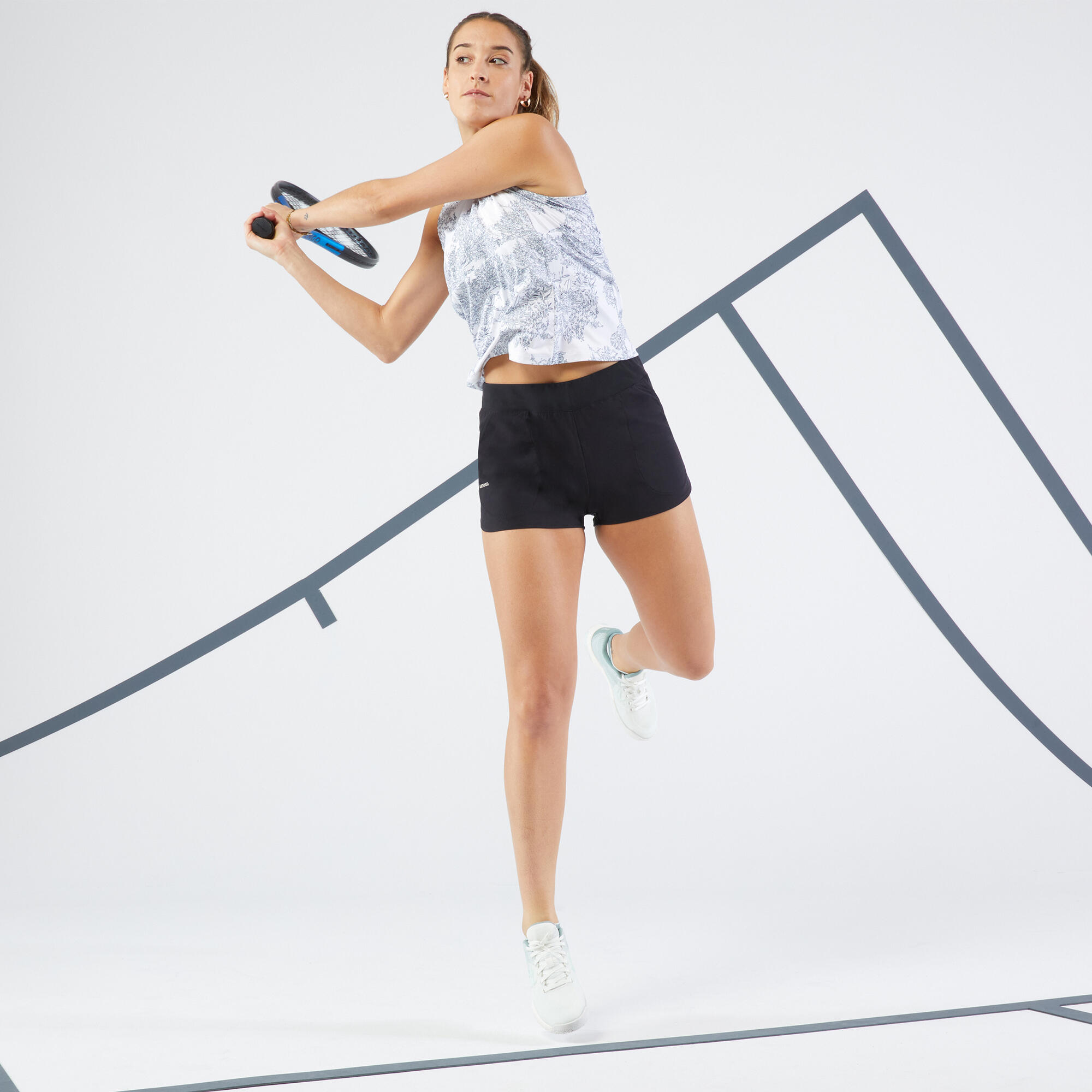 Women's Tennis Quick-Dry Soft Pockets Shorts Dry 500 - Black