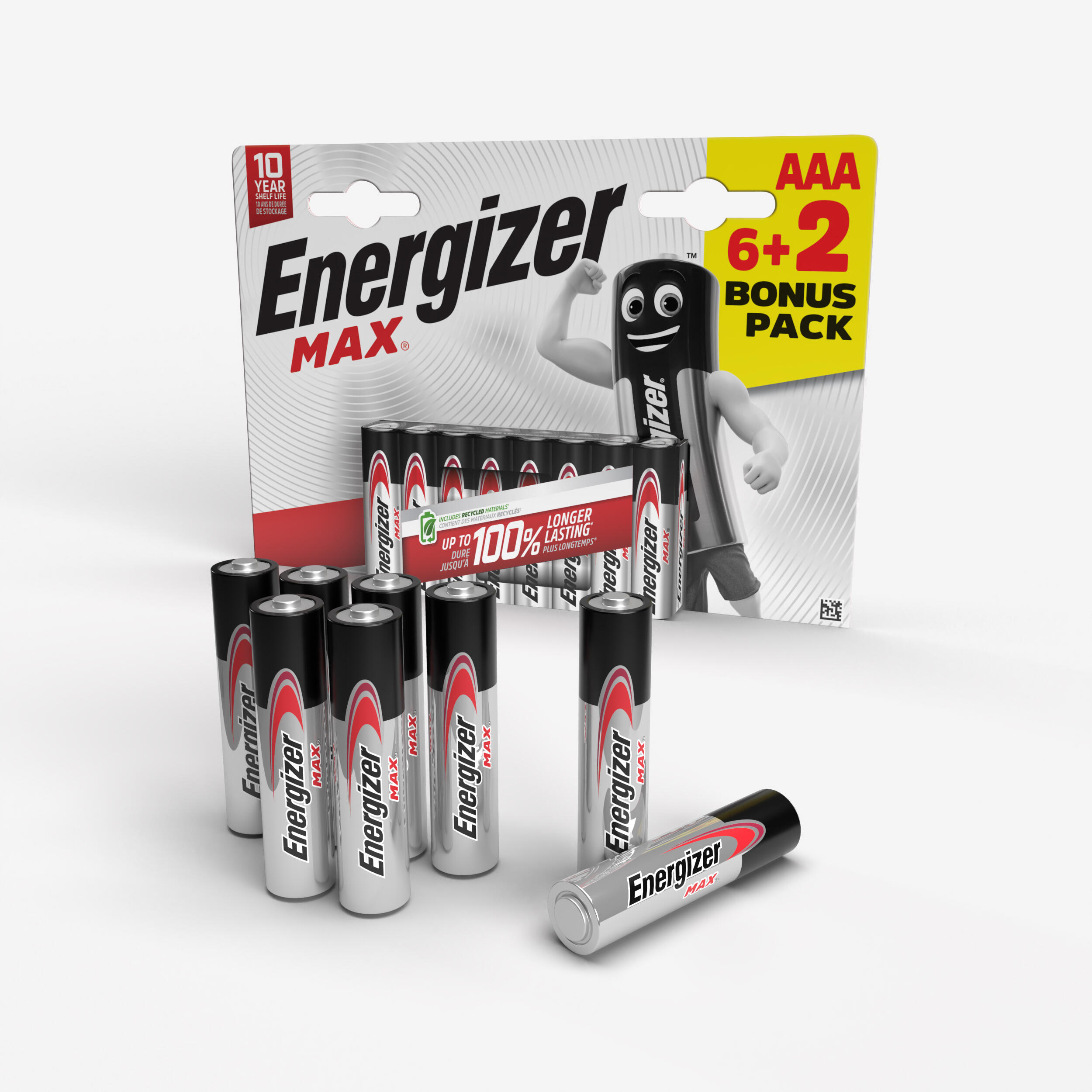 Alkaline batteries aaa/lr03 max  6 + 2 offered.