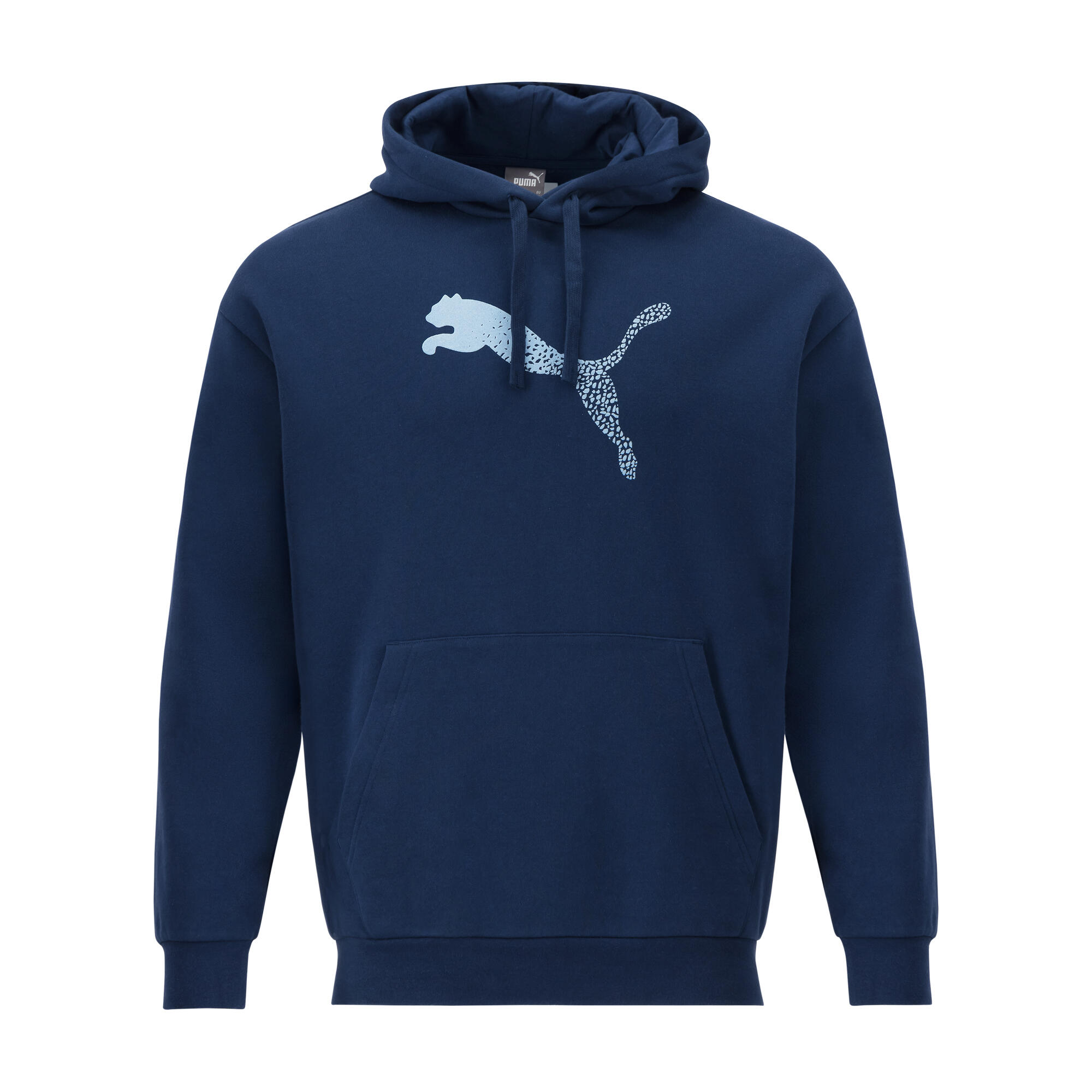 Men's Hooded Print Sweatshirt - Navy Blue