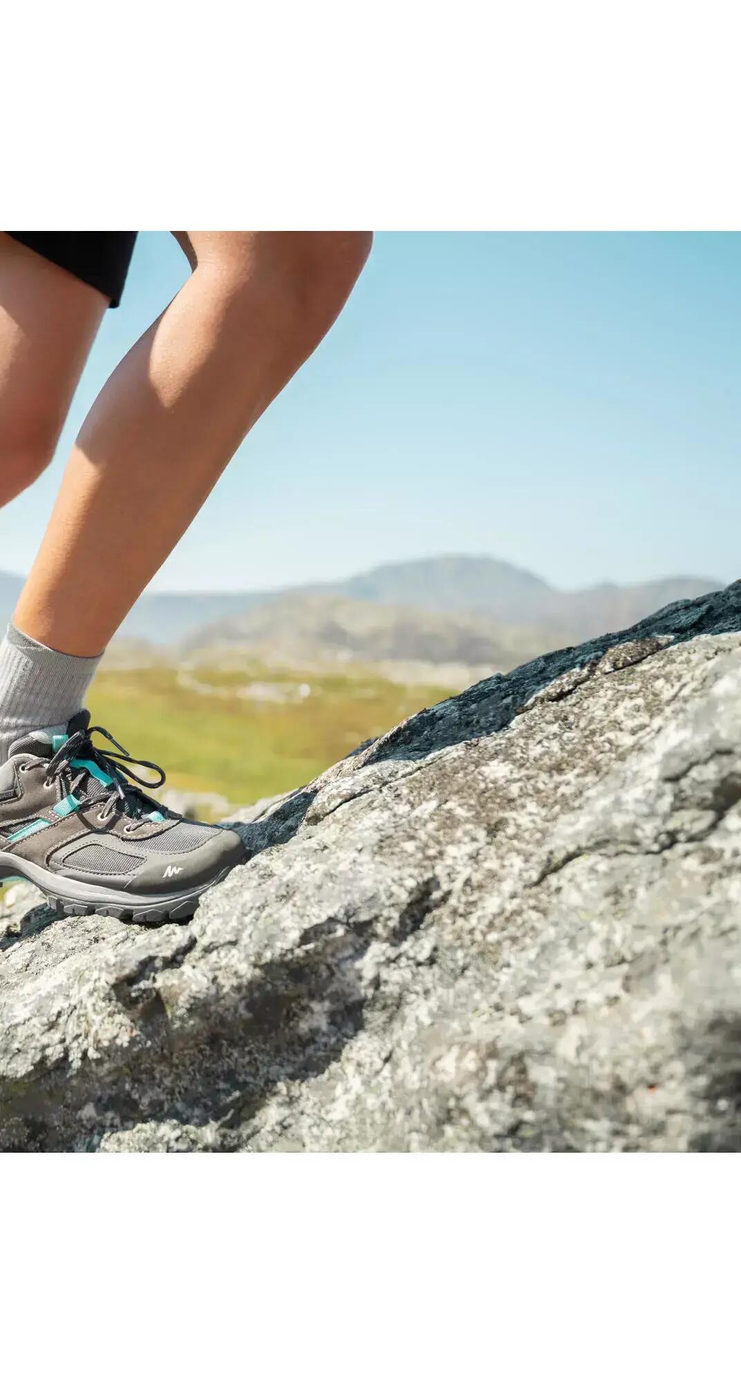 Women’s Waterproof Mountain Walking Shoes - MH100 - Grey/Blue