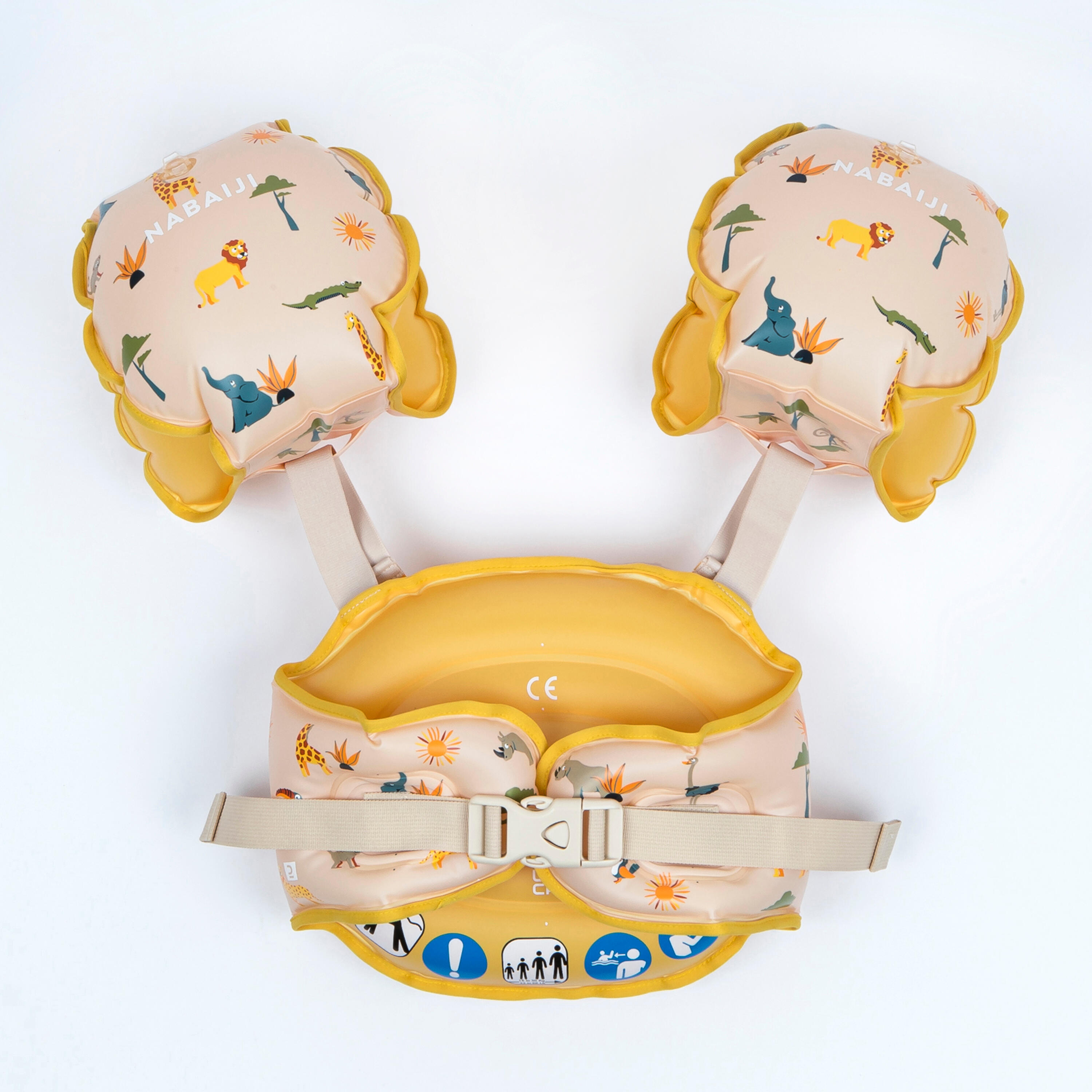 Kids progressive pool armbands - Tiswim print savanna beige