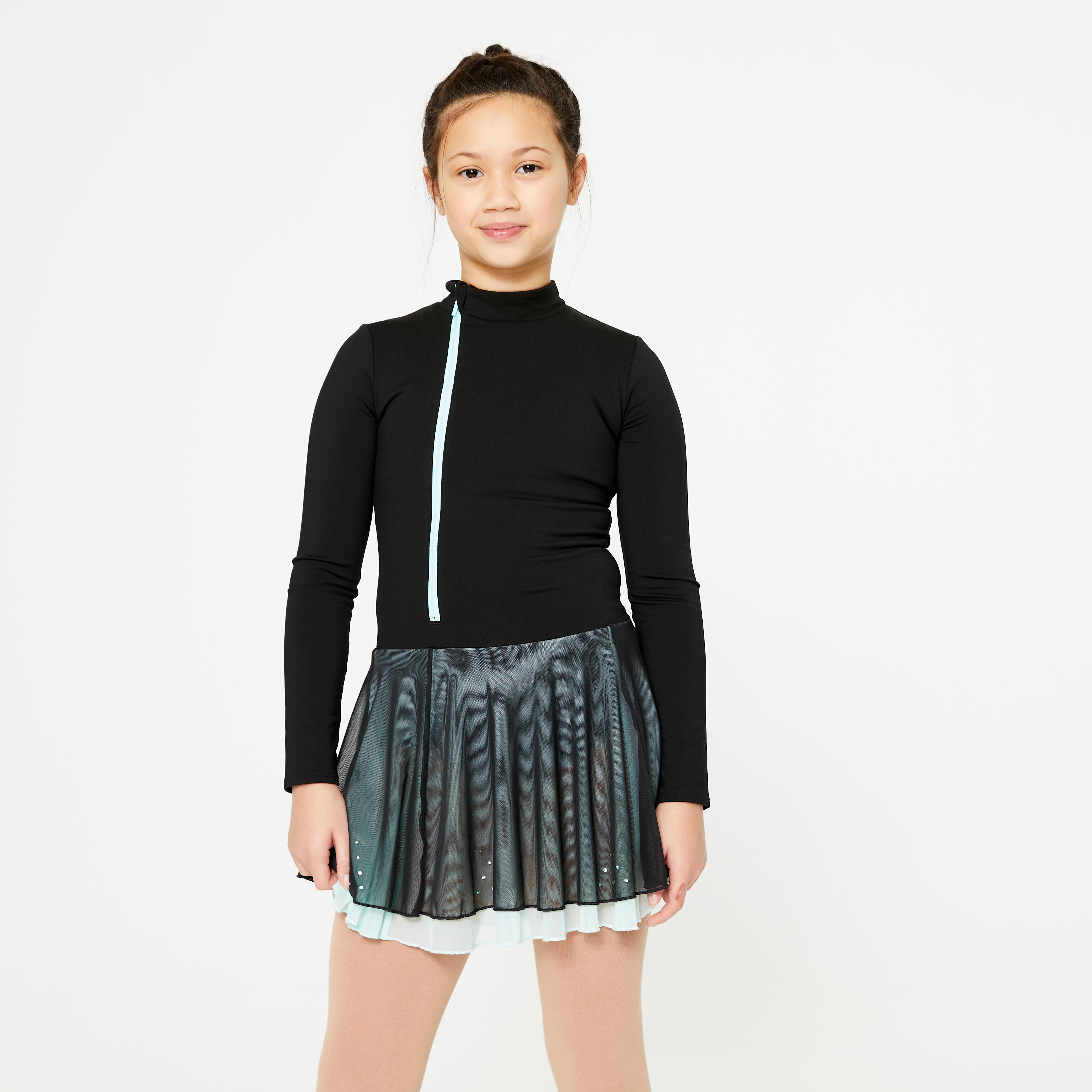 Figure Skating Training Leotard - Black/Mint