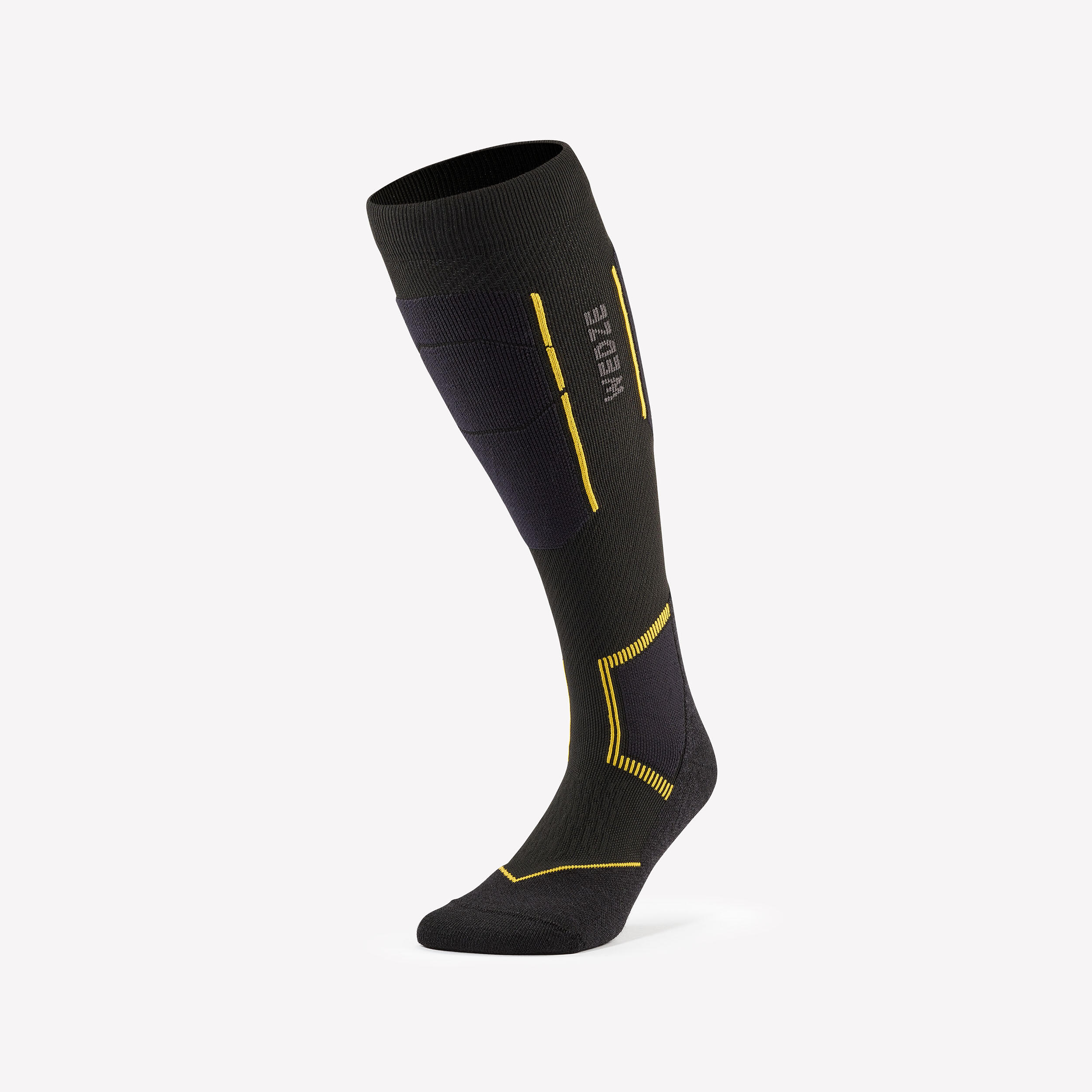 Adult Merino Wool Ski Socks 500 - Black and Yellow