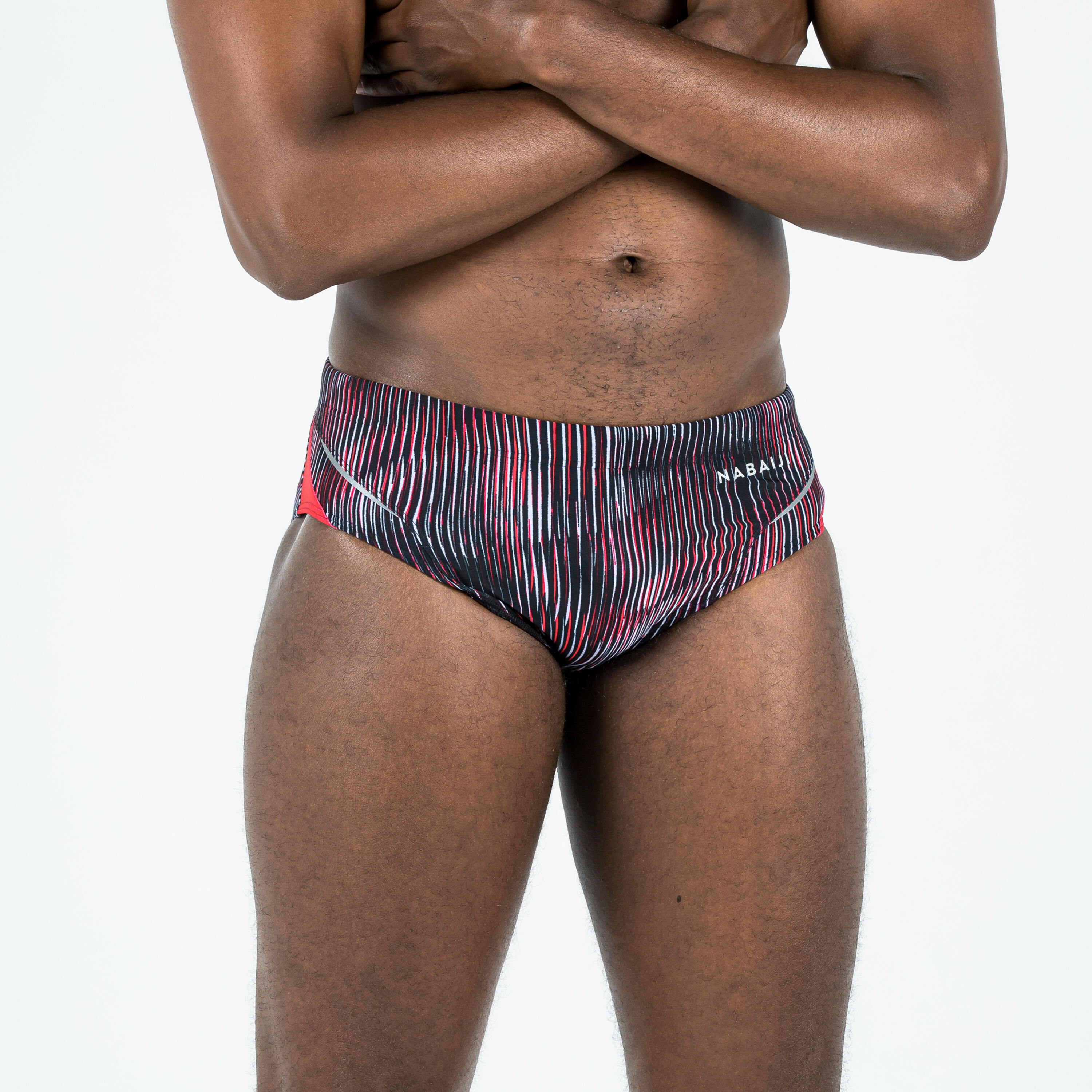 MEN'S SWIMMING BRIEFS 900 PRINT ALL GRAN RED